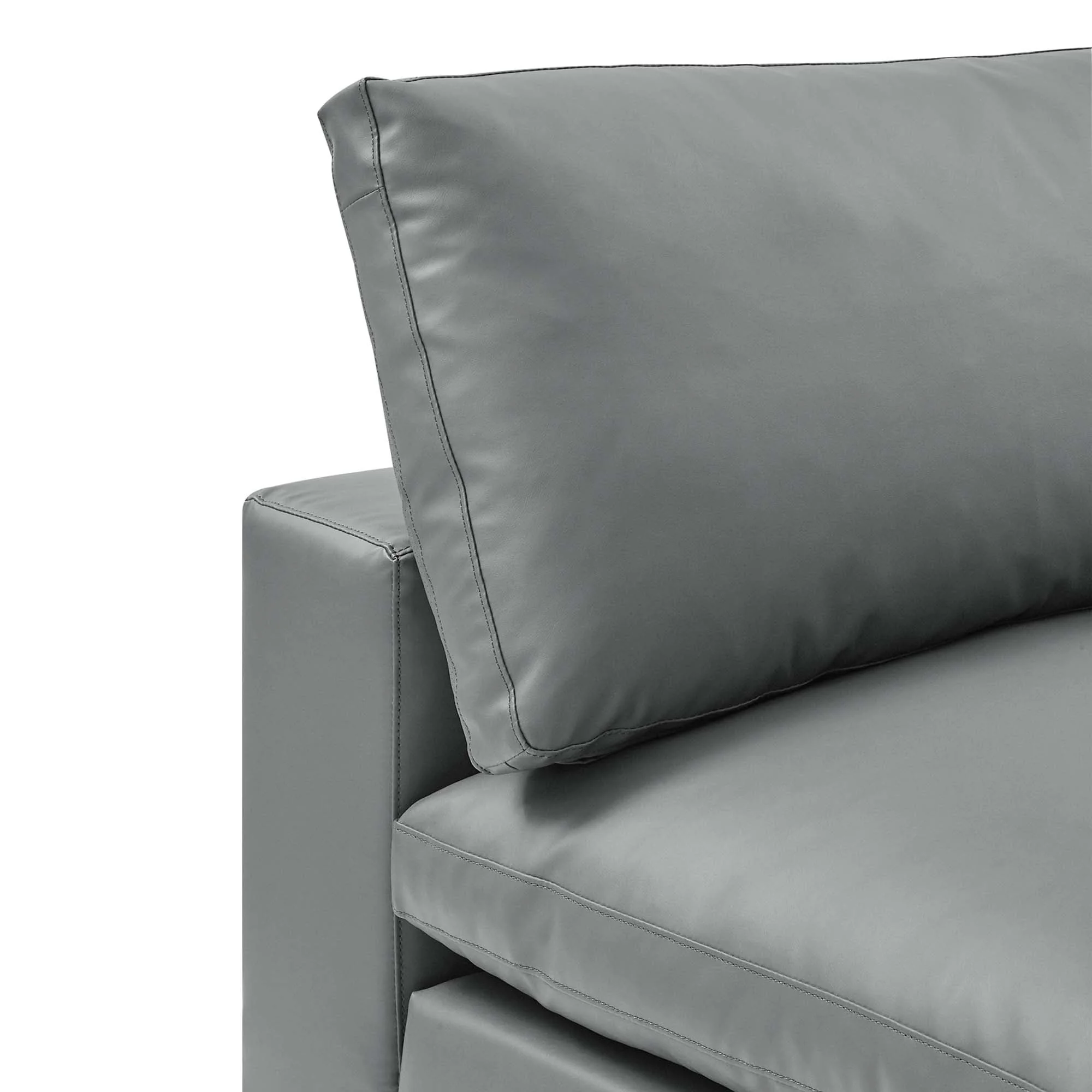 Contemporary Down Filled Overstuffed Vegan Leather Armless Chair - 39 Inch - Image 11