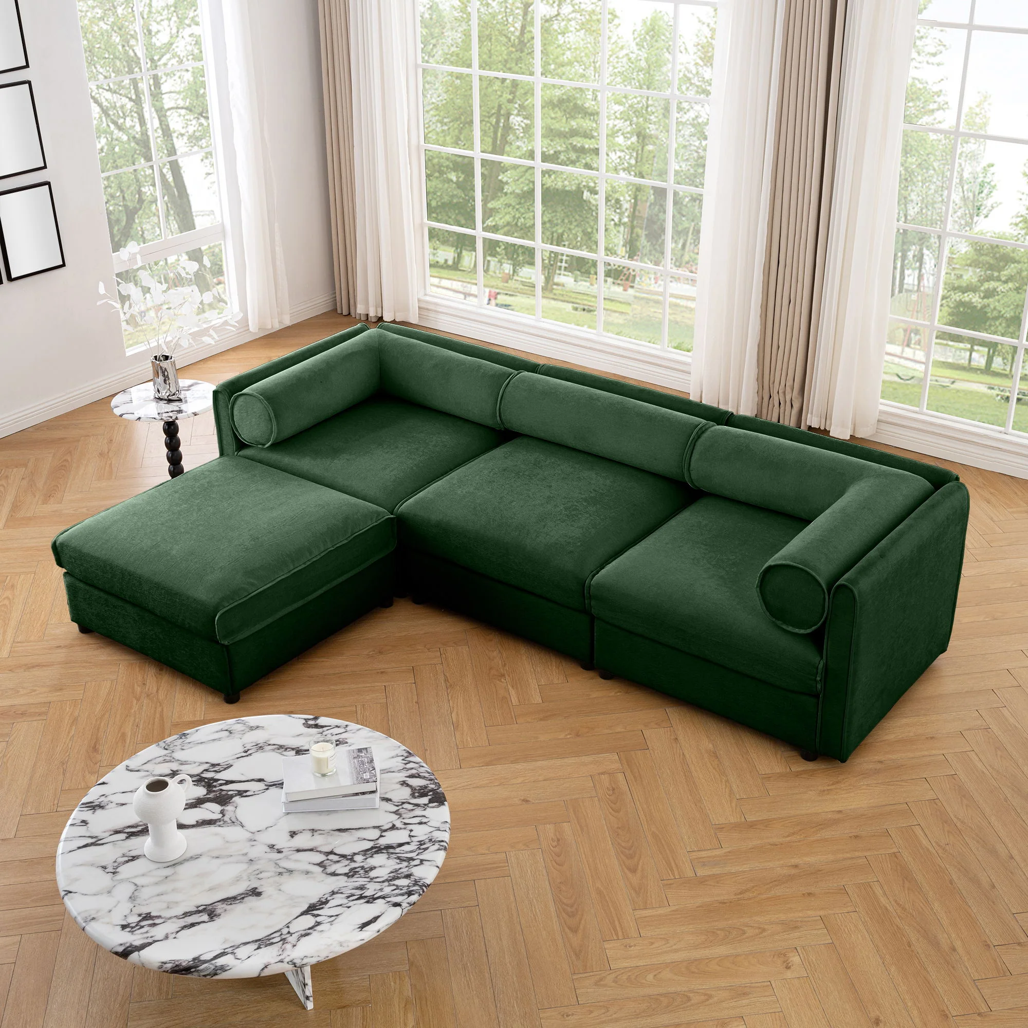 Contemporary Elegant Sofa With Storage And Ottoman - Image 128
