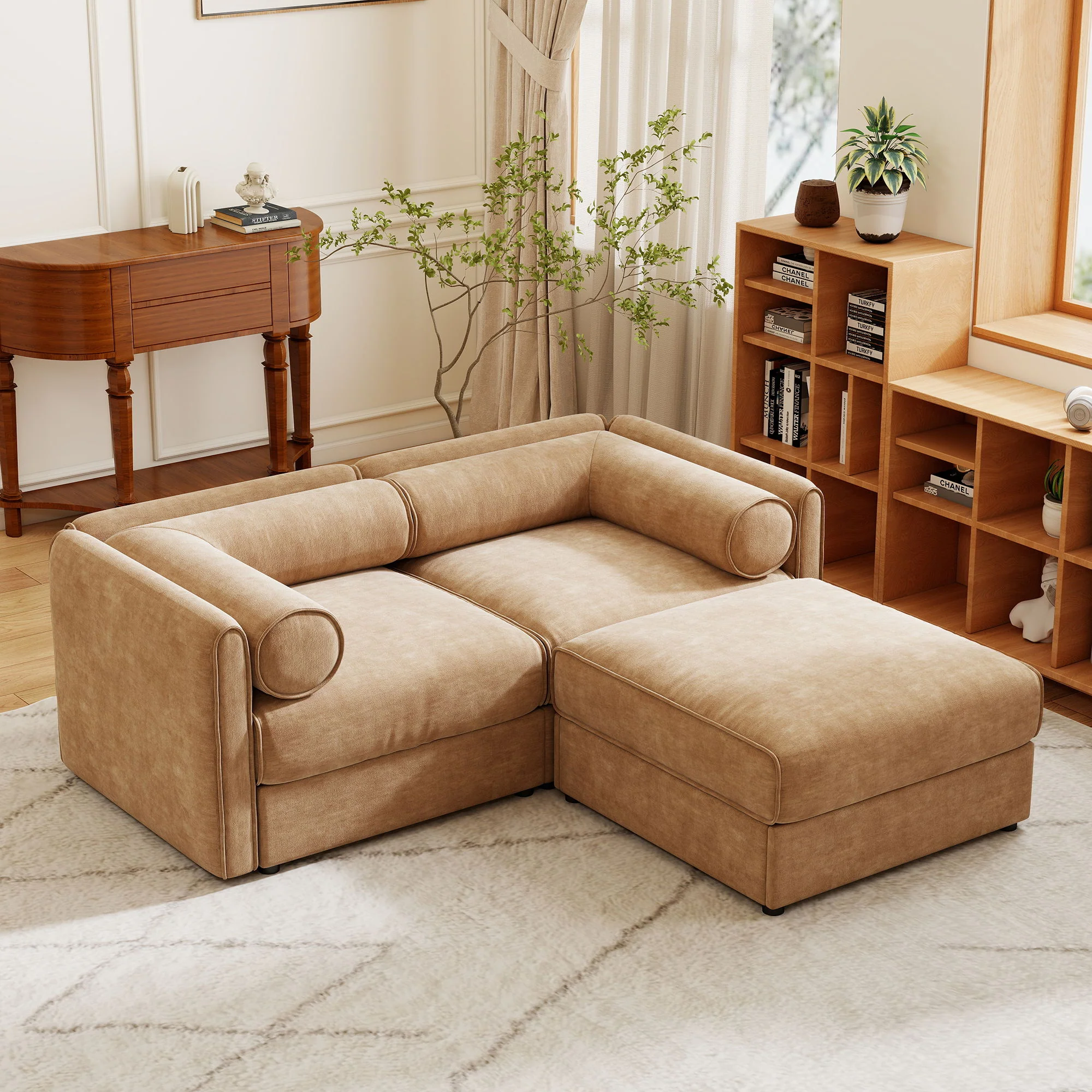 Contemporary Elegant Sofa With Storage And Ottoman - Image 140