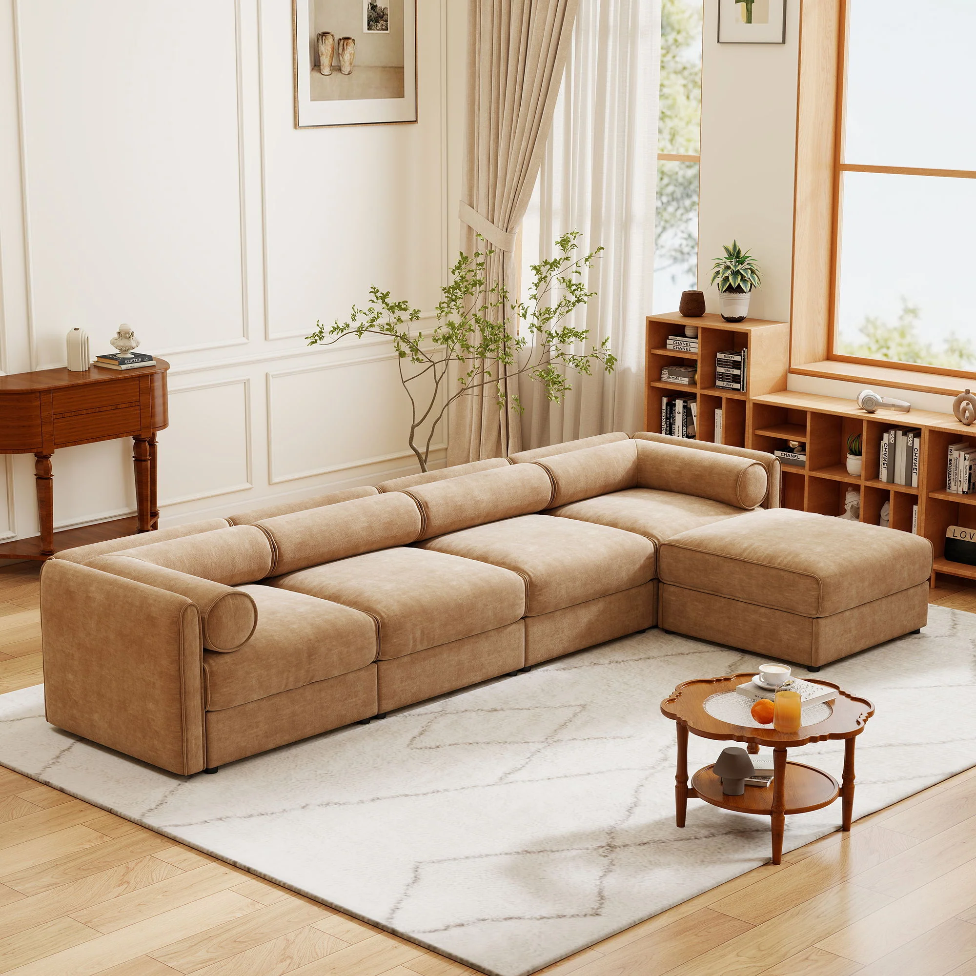 Contemporary Elegant Sofa With Storage And Ottoman - Image 78
