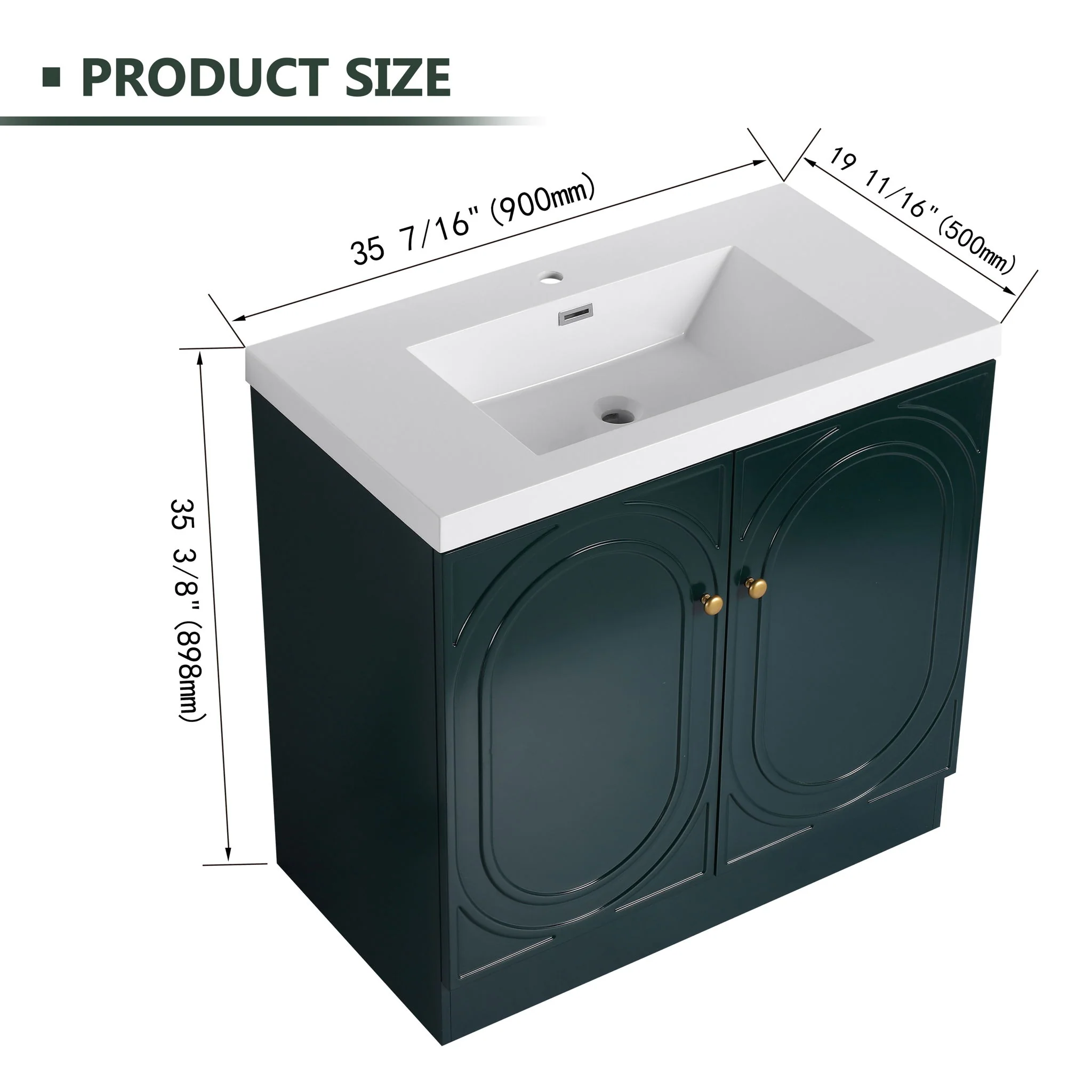 Contemporary Freestanding Bathroom Vanity With Resin Sink & Soft-Close Cabinet Doors - Image 70