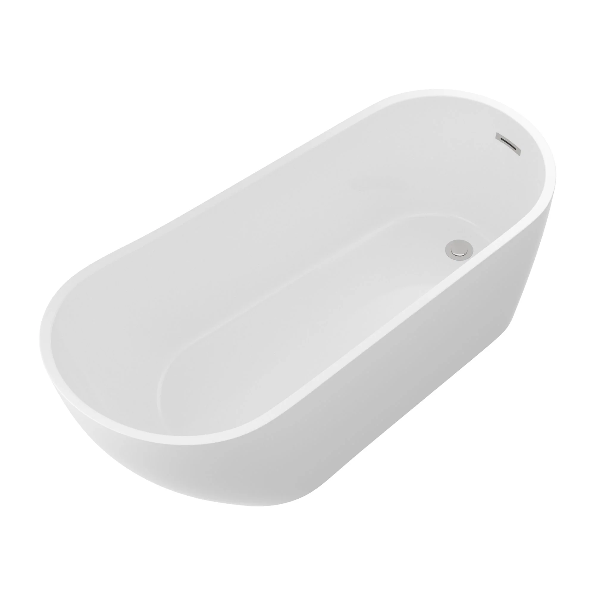 Contemporary Glossy Freestanding Bathtub With Overflow And Drain - Image 5