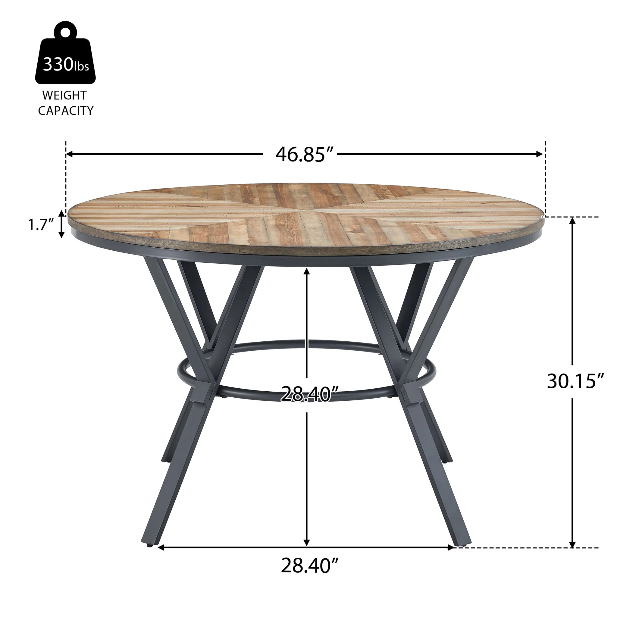 Contemporary Indoor Dining Set With Metal Legs, Birch, And Metal - Black / Natural - Image 4