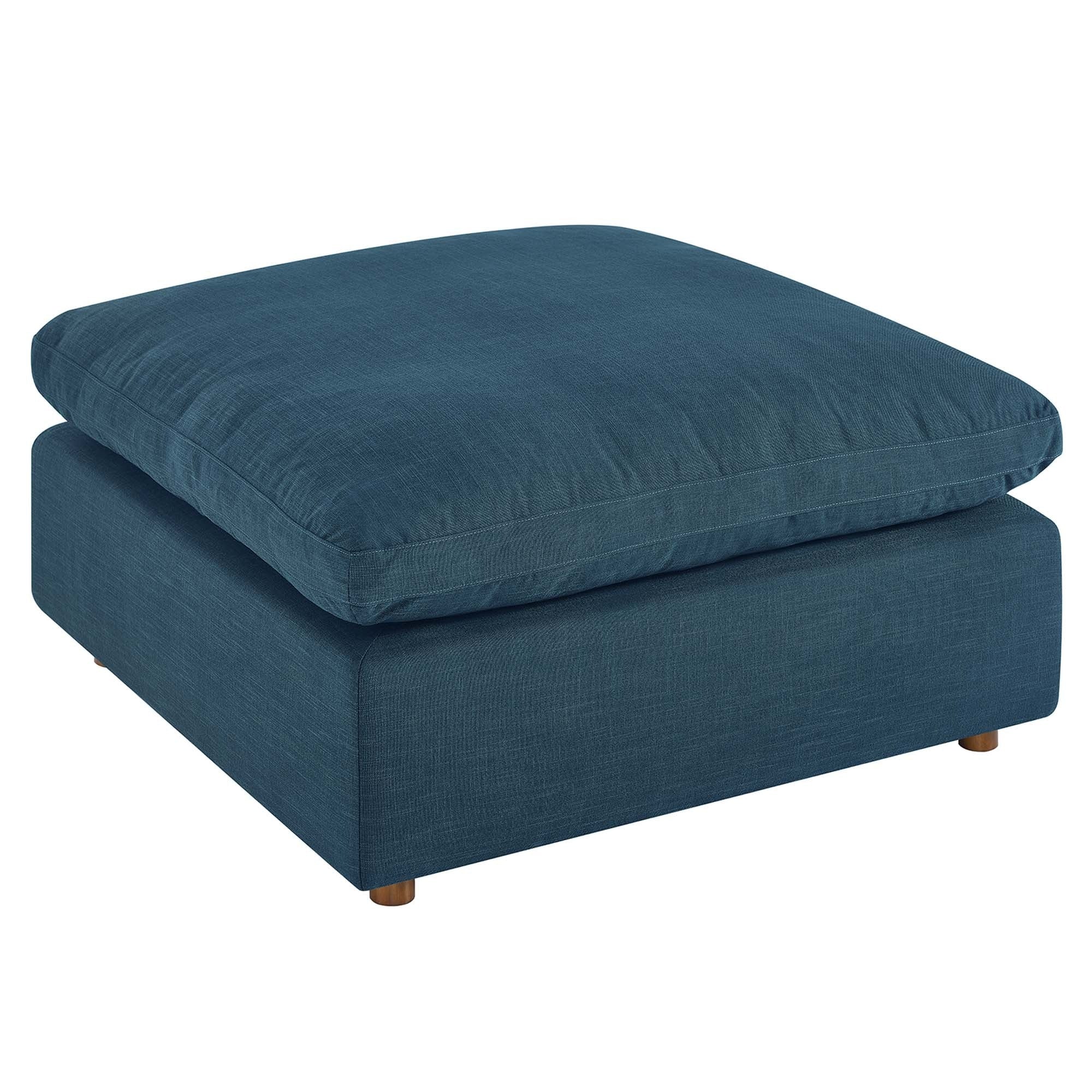 Contemporary Linen Texture Fabric Overstuffed Ottoman – 40 Inch