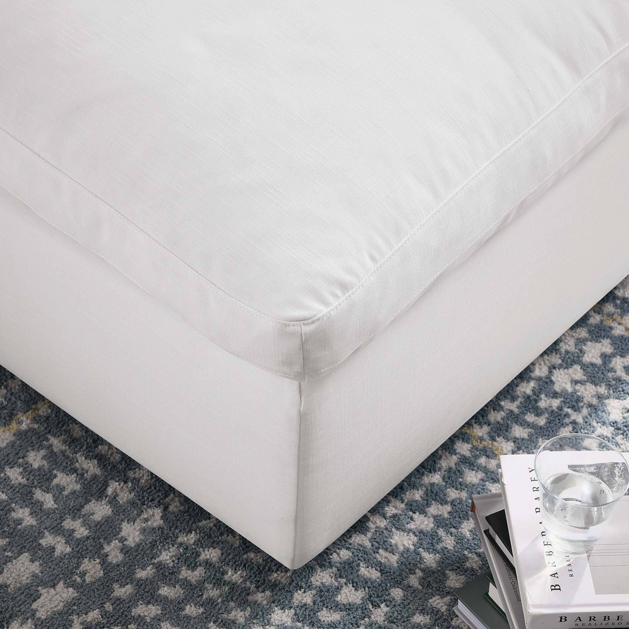 Contemporary Linen Texture Fabric Overstuffed Ottoman – 40 Inch - Image 30