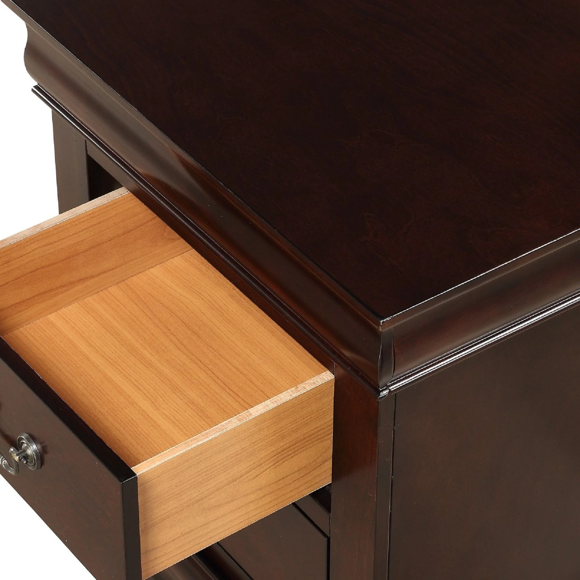 Contemporary Louis Philip Cherry Chest With Five Drawers Solid Wood Ample Storage - Cherry - Image 3