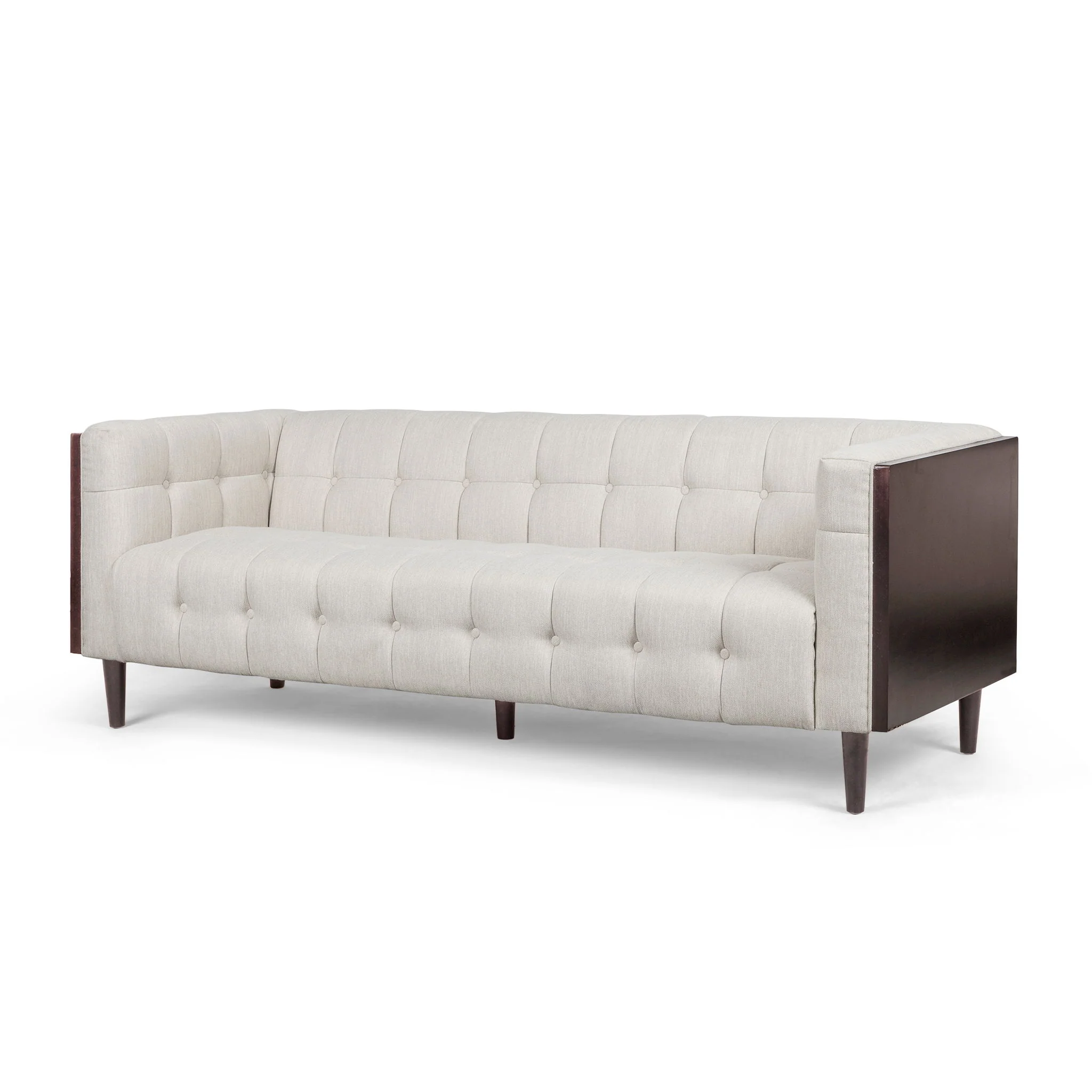 Contemporary Mid-Century Charm 3 Seater Sofa With Button Tufted Waffle Stitching - Image 16