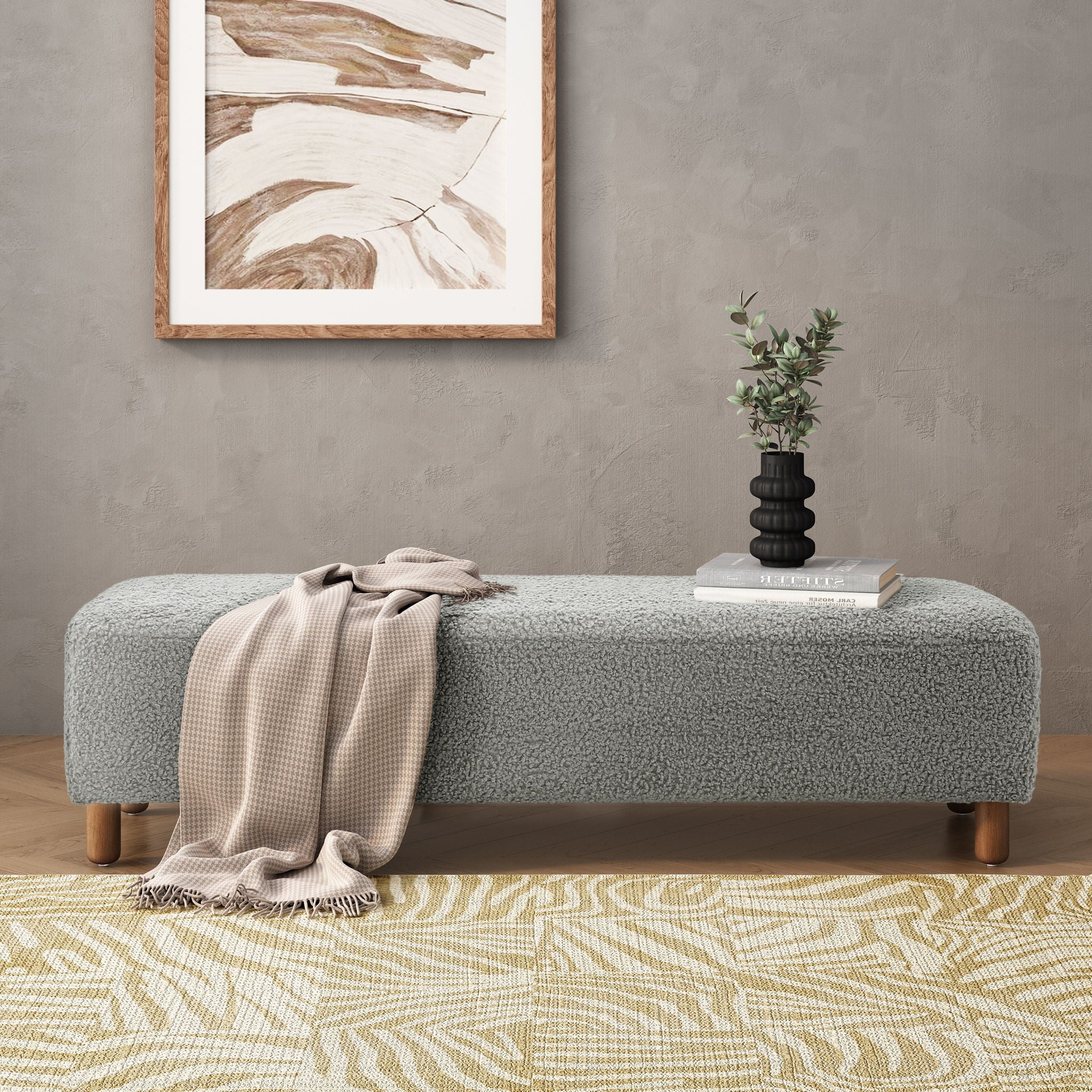 Contemporary Ottoman With Foam Cushion And Durable Upholstery - Image 20