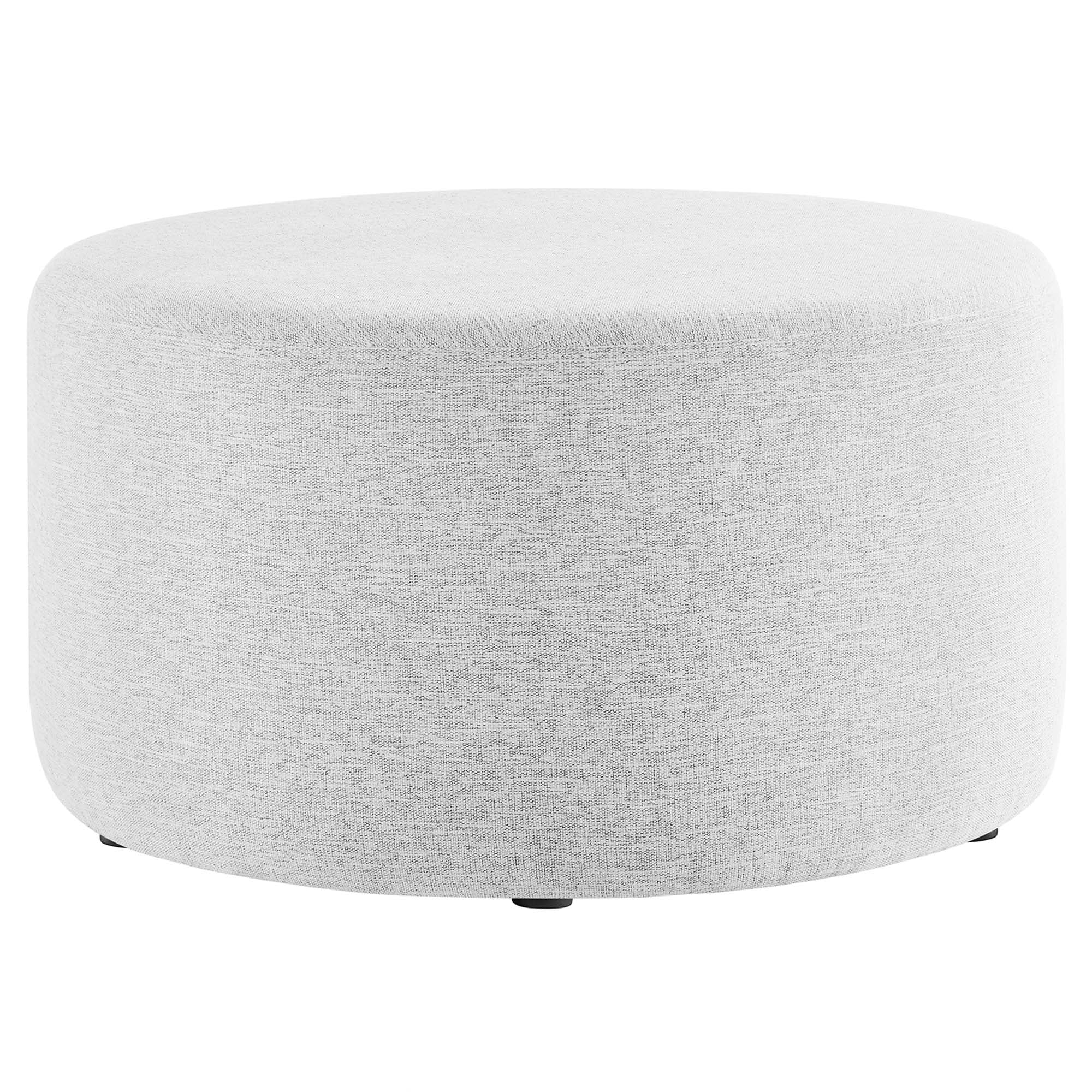 Round Woven Heathered Fabric Upholstered Ottoman – 29 Inch - Image 15