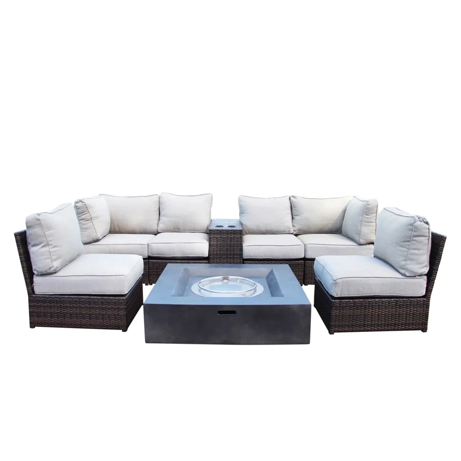 Contemporary Patio Seating Set With Fire Pit - Image 2