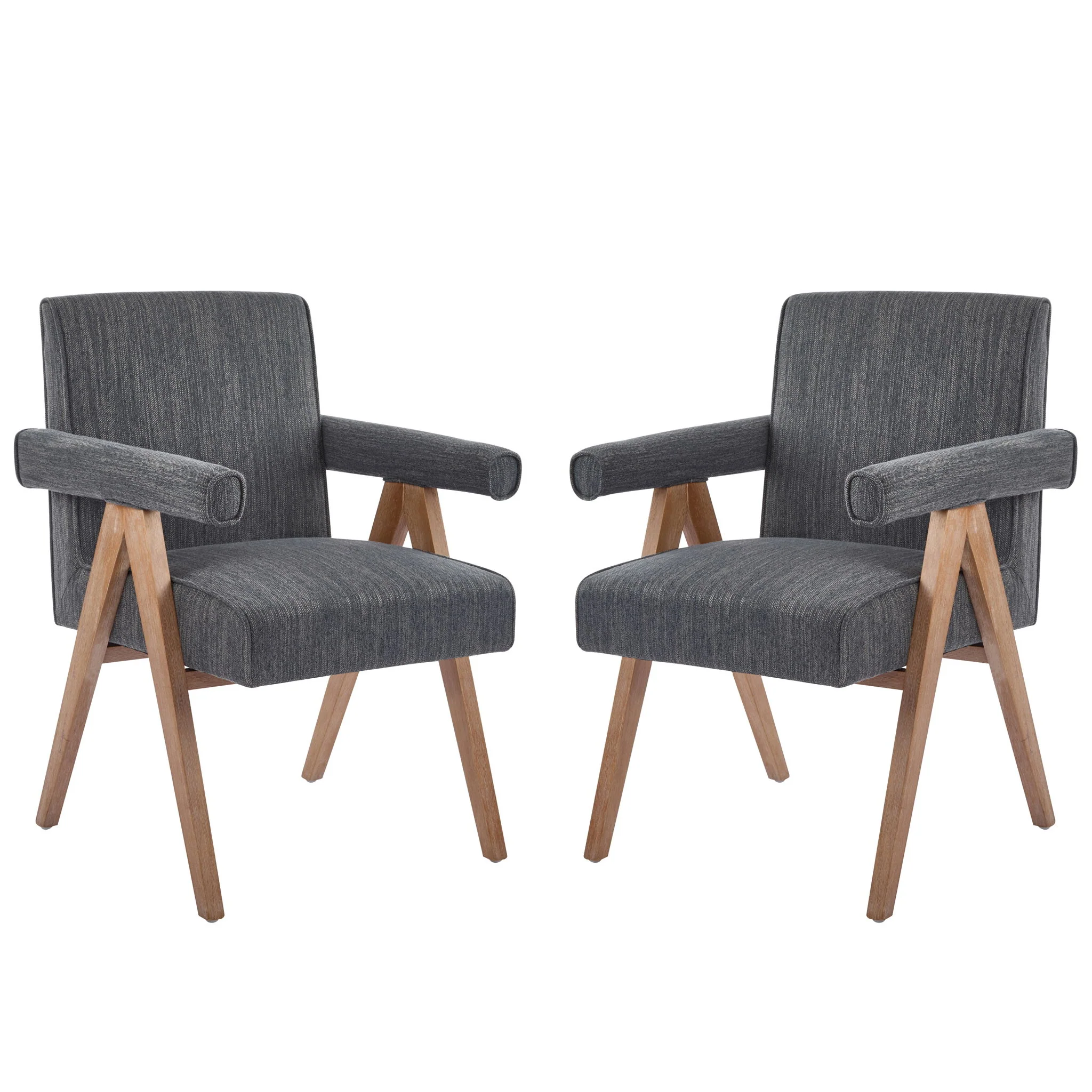 Contemporary Poppy Fabric Dining Armchair With Rubberwood Legs - Image 6