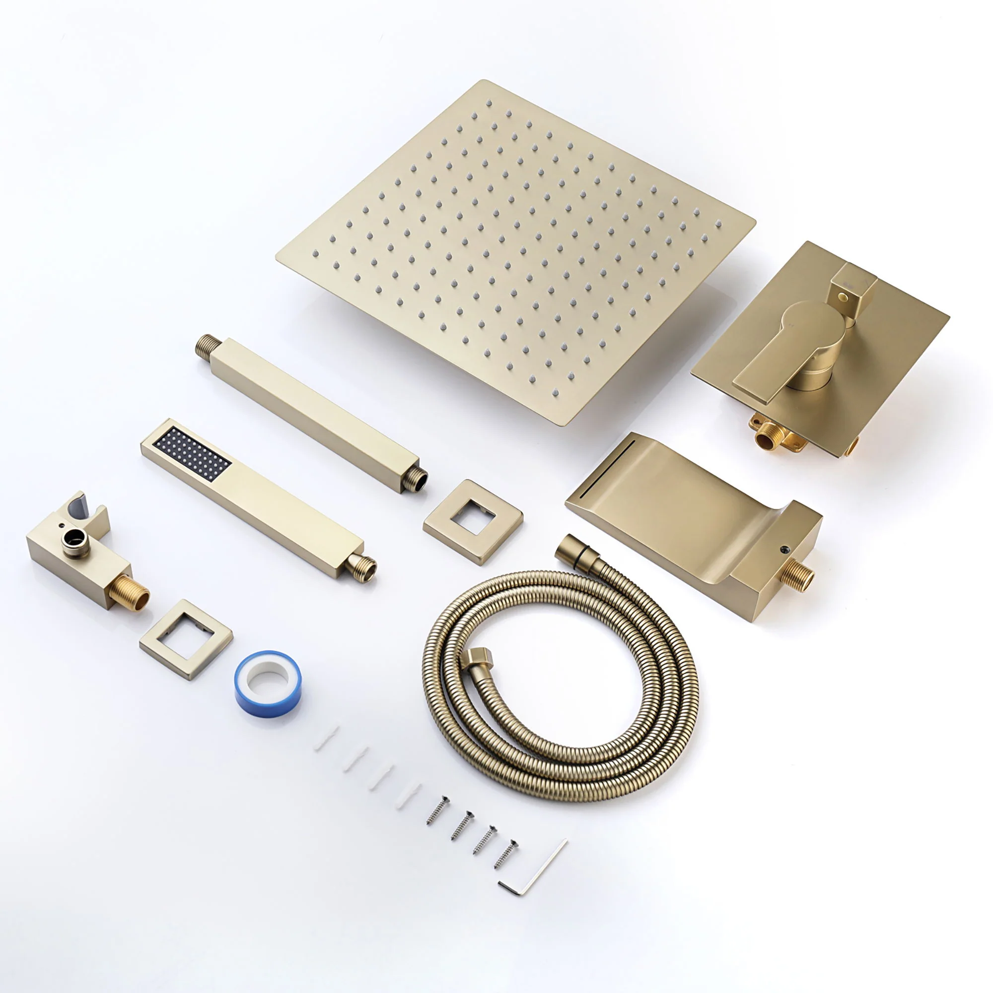 Contemporary Shower System With 12" Rainfall Head And Handheld Spray, Wall Mounted - Image 8