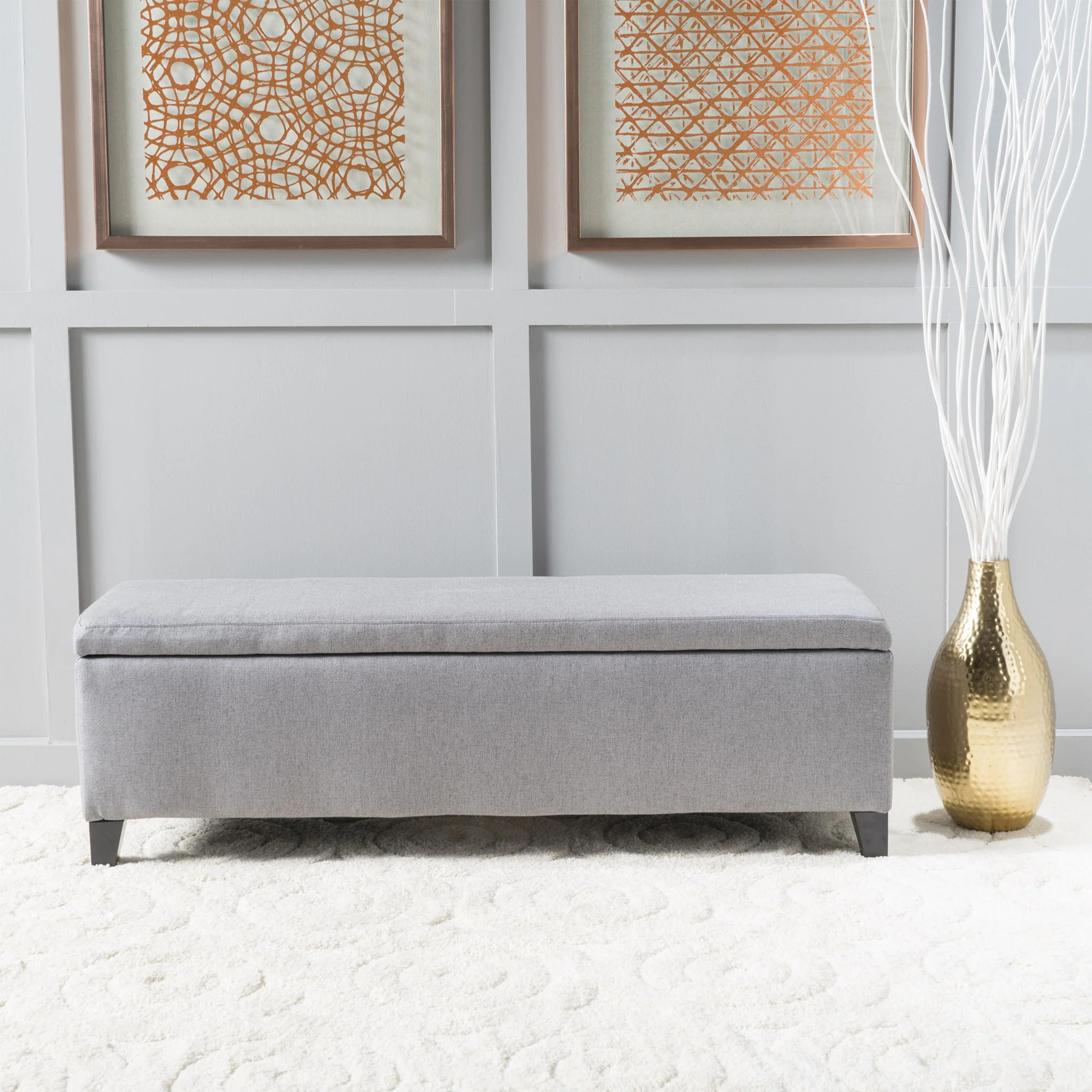 Contemporary Storage Ottoman Bench With Upholstery - Image 15
