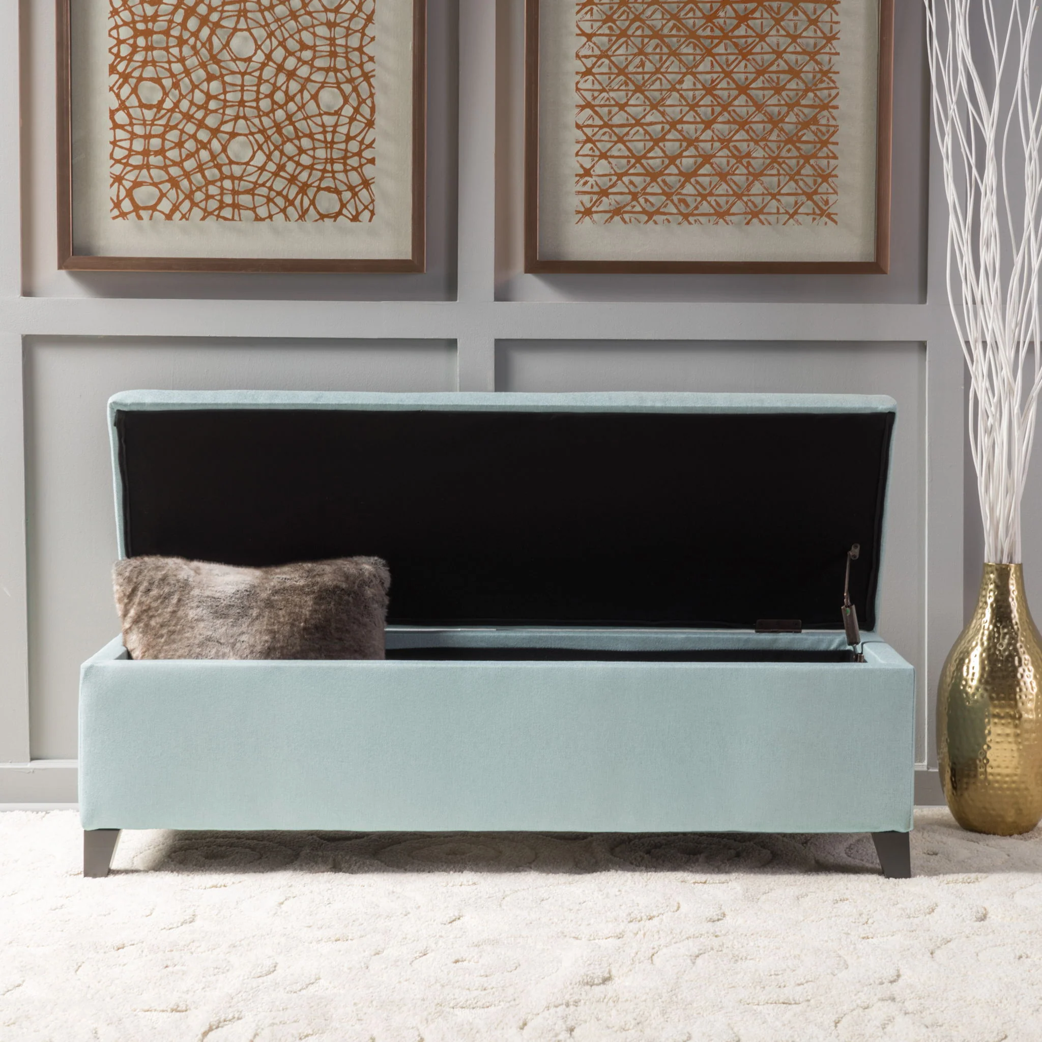 Contemporary Storage Ottoman Bench With Upholstery - Image 18