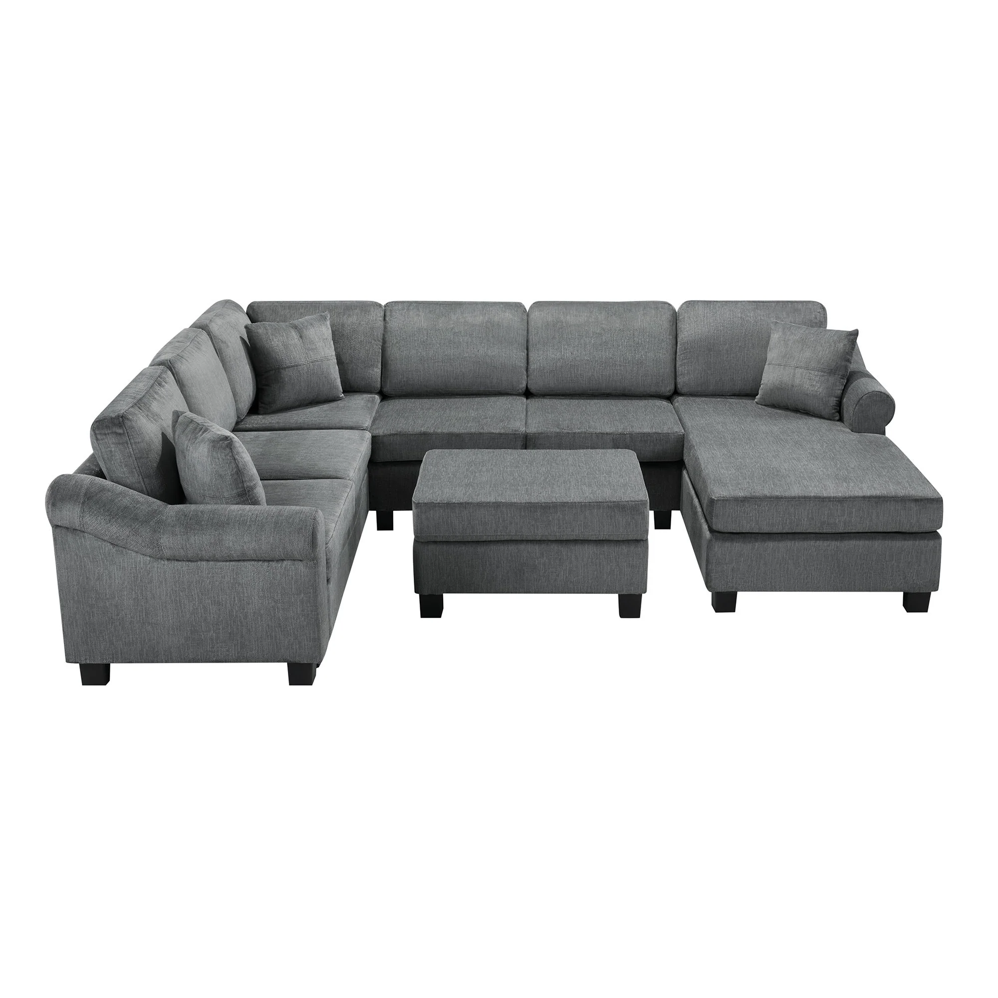 Contemporary U - Shaped Sectional Sofa With Movable Storage Ottoman - Image 2