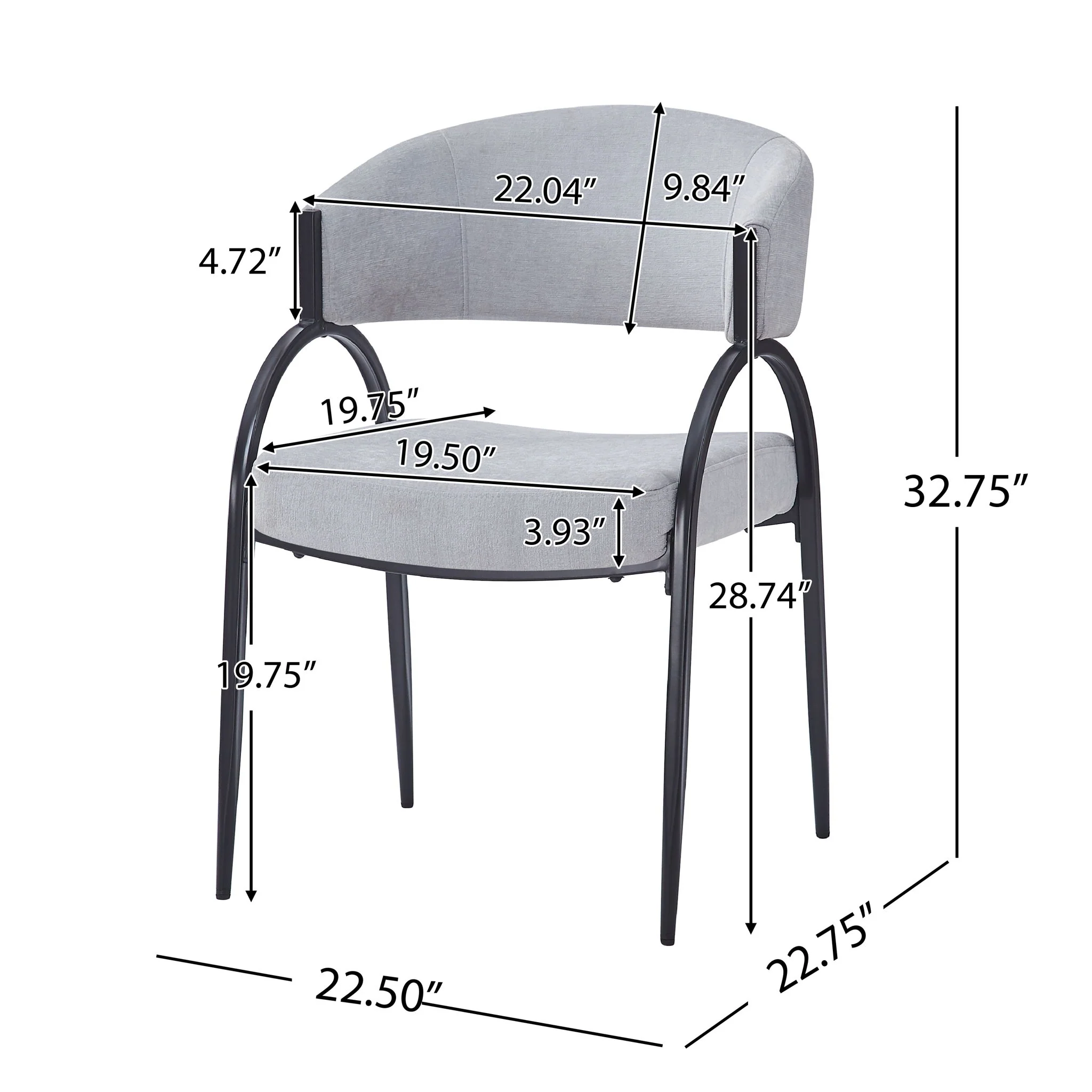 Contemporary Upholstered Dining Chairs With Metal Legs (Set of 2) - Image 6