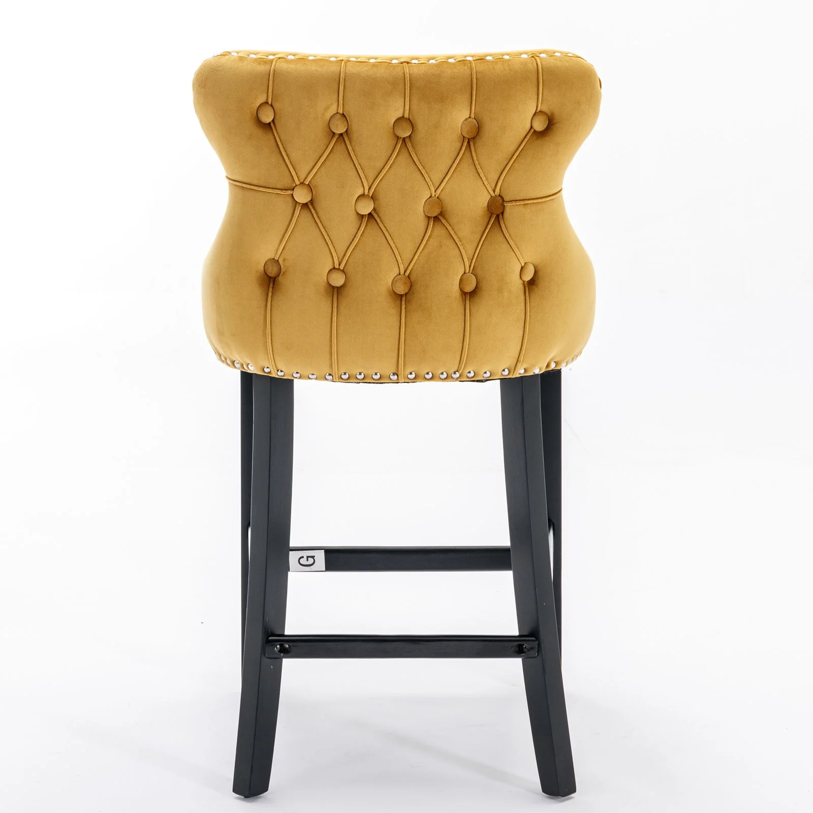 Contemporary Upholstered Wing-Back Barstools With Button Tufted Decoration And Wooden Legs, And Nailhead Trim, Leisure Style Bar Chairs, Bar Stools (Set of 2) - Image 11