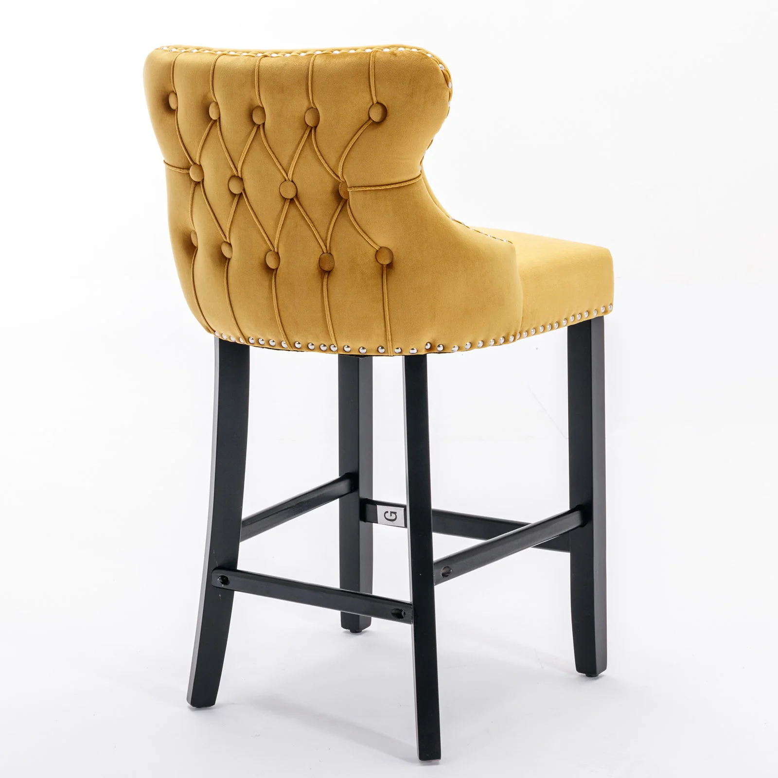 Contemporary Upholstered Wing-Back Barstools With Button Tufted Decoration And Wooden Legs, And Nailhead Trim, Leisure Style Bar Chairs, Bar Stools (Set of 2) - Image 14