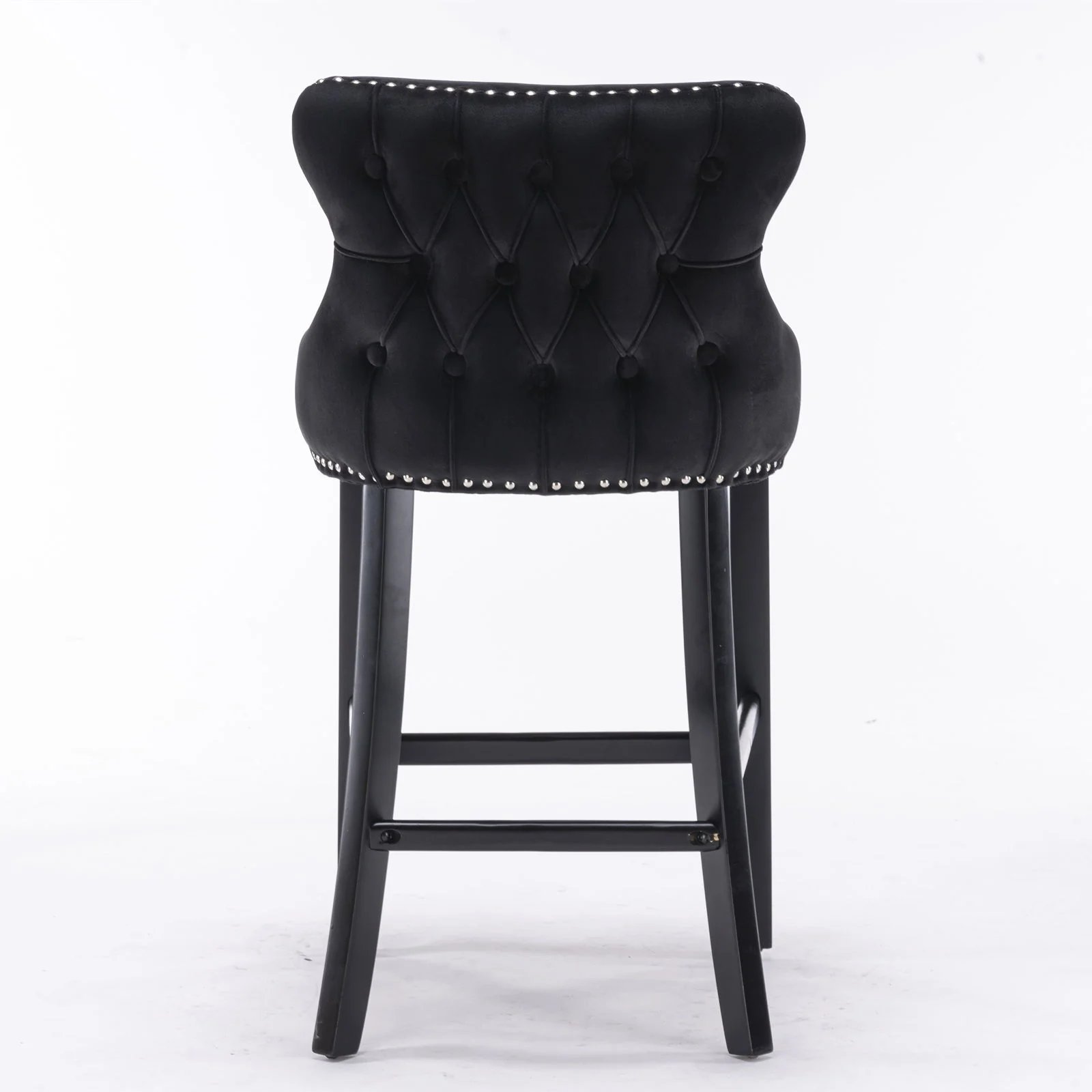 Contemporary Upholstered Wing-Back Barstools With Button Tufted Decoration And Wooden Legs, And Nailhead Trim, Leisure Style Bar Chairs, Bar Stools (Set of 2) - Image 15