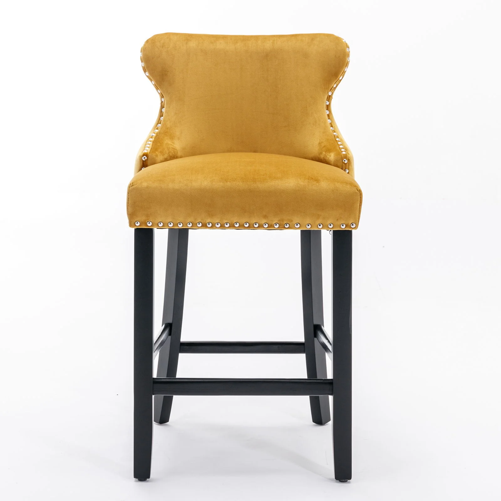 Contemporary Upholstered Wing-Back Barstools With Button Tufted Decoration And Wooden Legs, And Nailhead Trim, Leisure Style Bar Chairs, Bar Stools (Set of 2) - Image 21