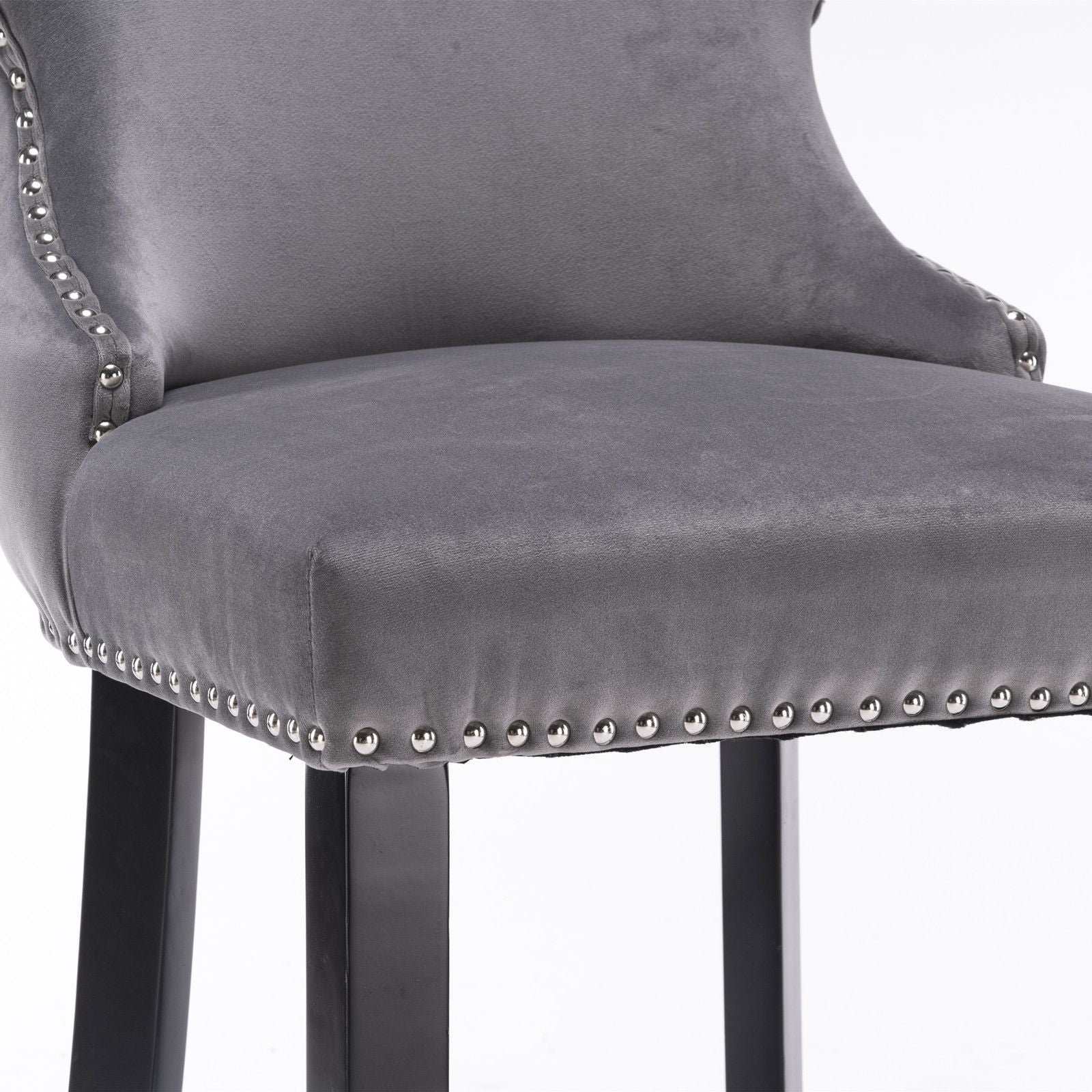 Contemporary Upholstered Wing-Back Barstools With Button Tufted Decoration And Wooden Legs, And Nailhead Trim, Leisure Style Bar Chairs, Bar Stools (Set of 2) - Image 28