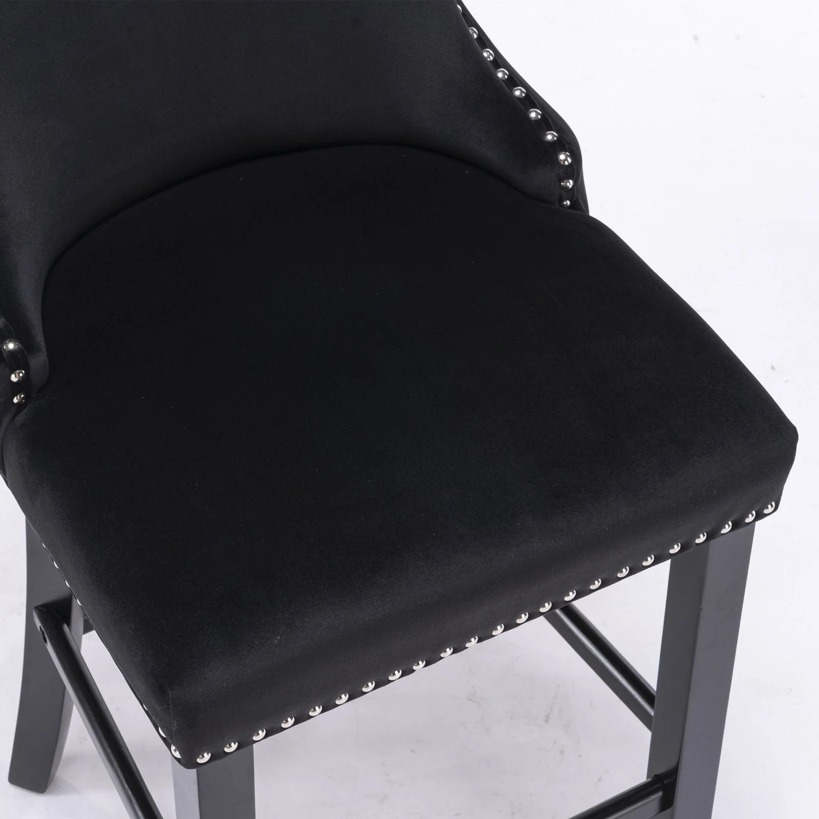Contemporary Upholstered Wing-Back Barstools With Button Tufted Decoration And Wooden Legs, And Nailhead Trim, Leisure Style Bar Chairs, Bar Stools (Set of 2) - Image 30