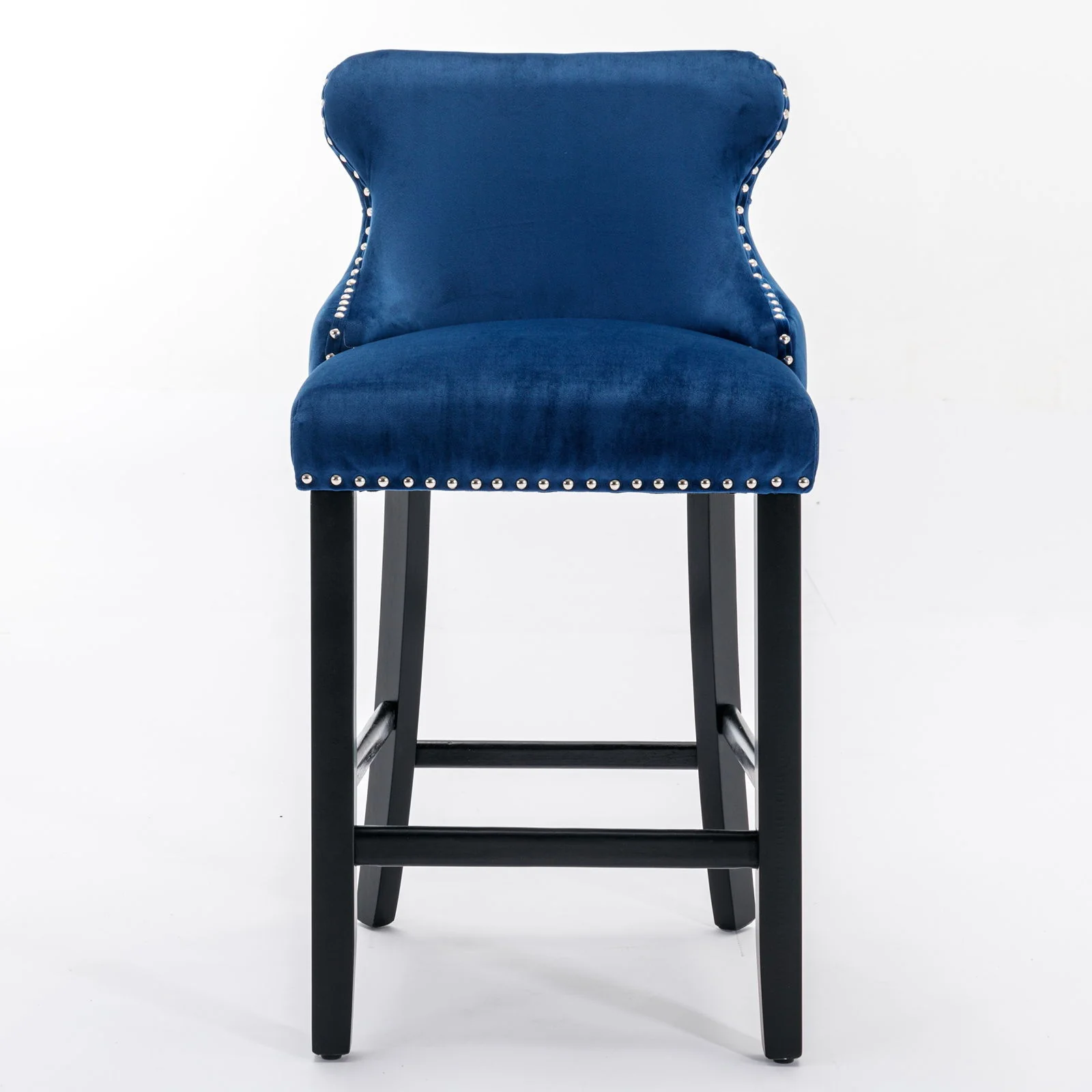 Contemporary Upholstered Wing-Back Barstools With Button Tufted Decoration And Wooden Legs, And Nailhead Trim, Leisure Style Bar Chairs, Bar Stools (Set of 2) - Image 35