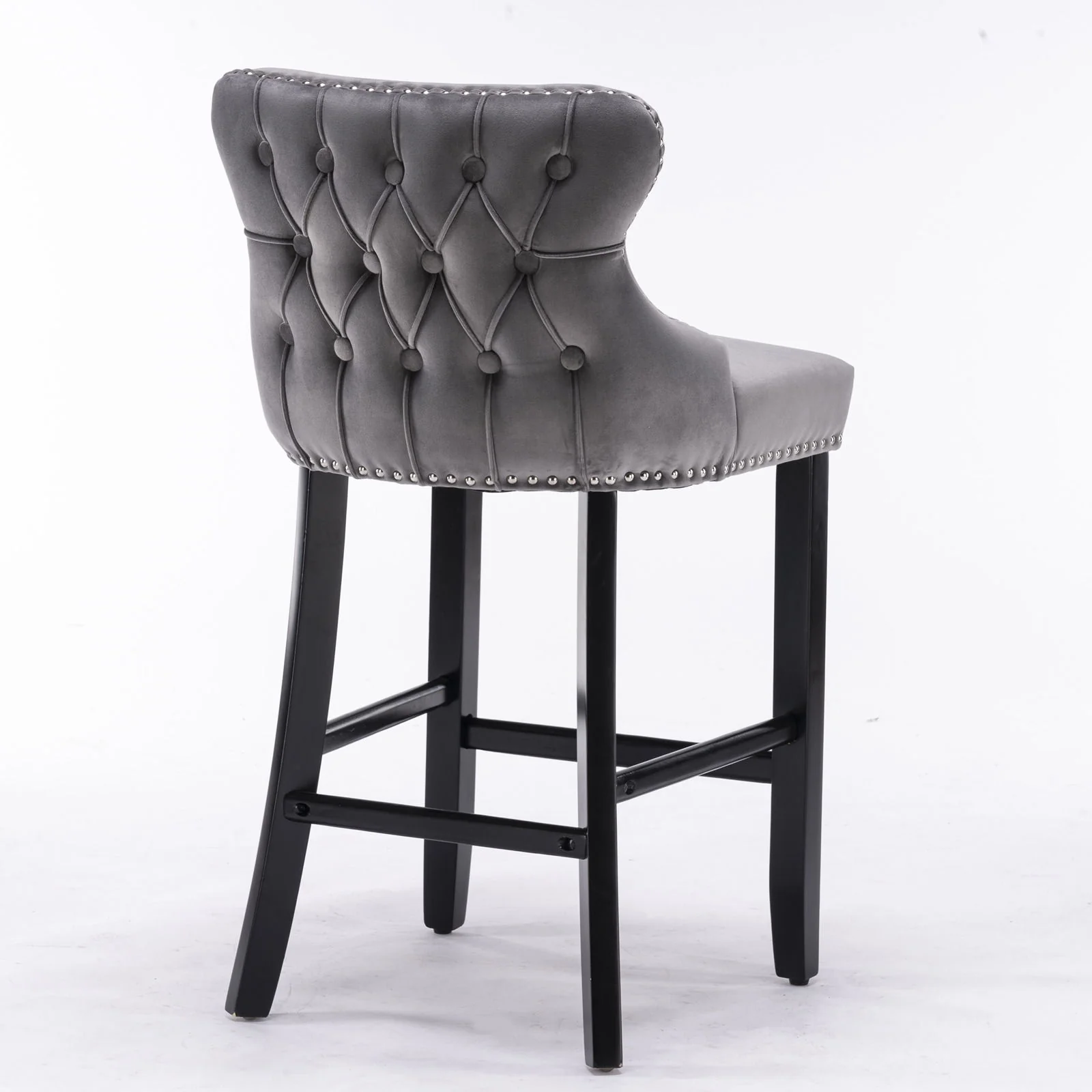 Contemporary Upholstered Wing-Back Barstools With Button Tufted Decoration And Wooden Legs, And Nailhead Trim, Leisure Style Bar Chairs, Bar Stools (Set of 2) - Image 40