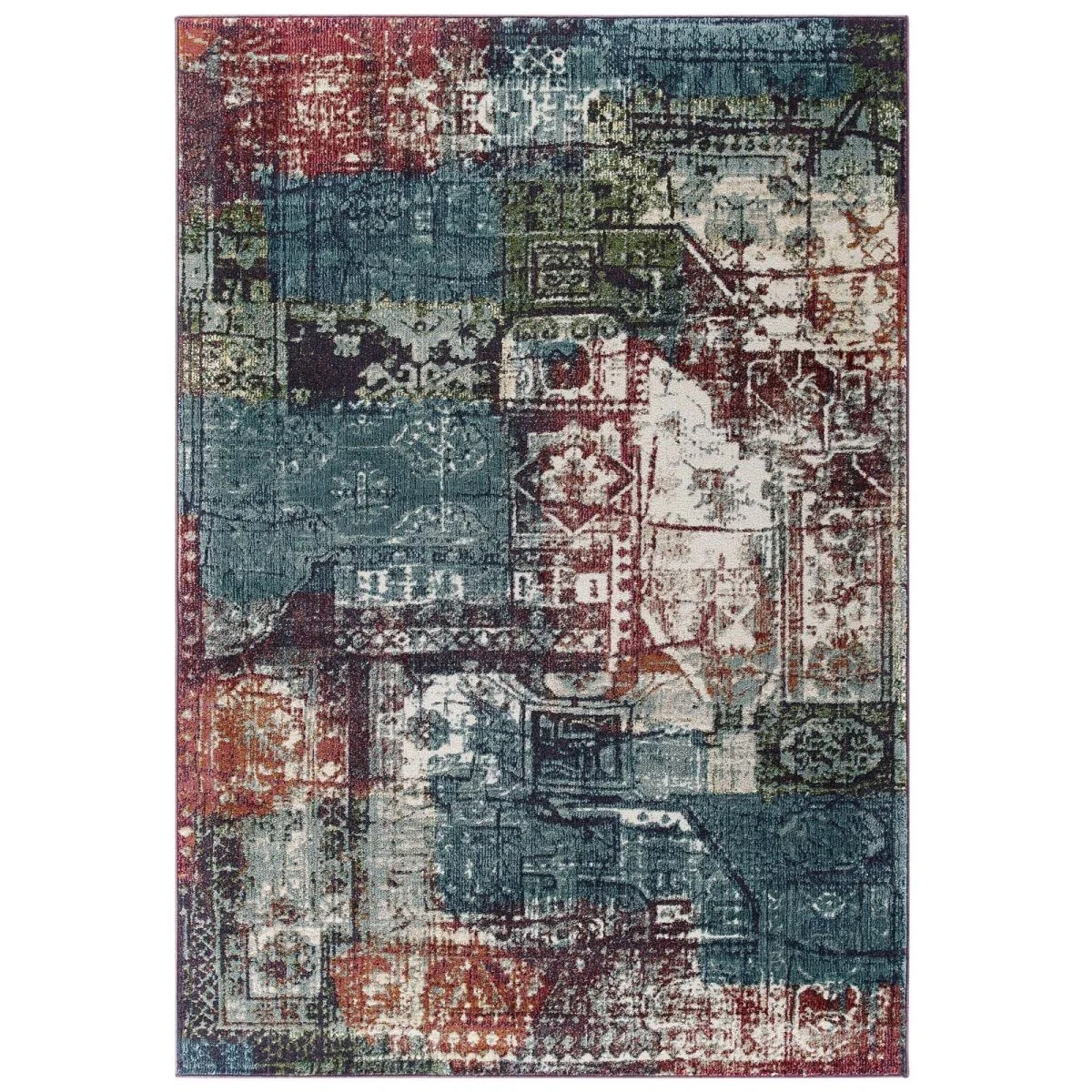 Contemporary Vintage Mosaic Polypropylene Polyester Area Rug Collection
