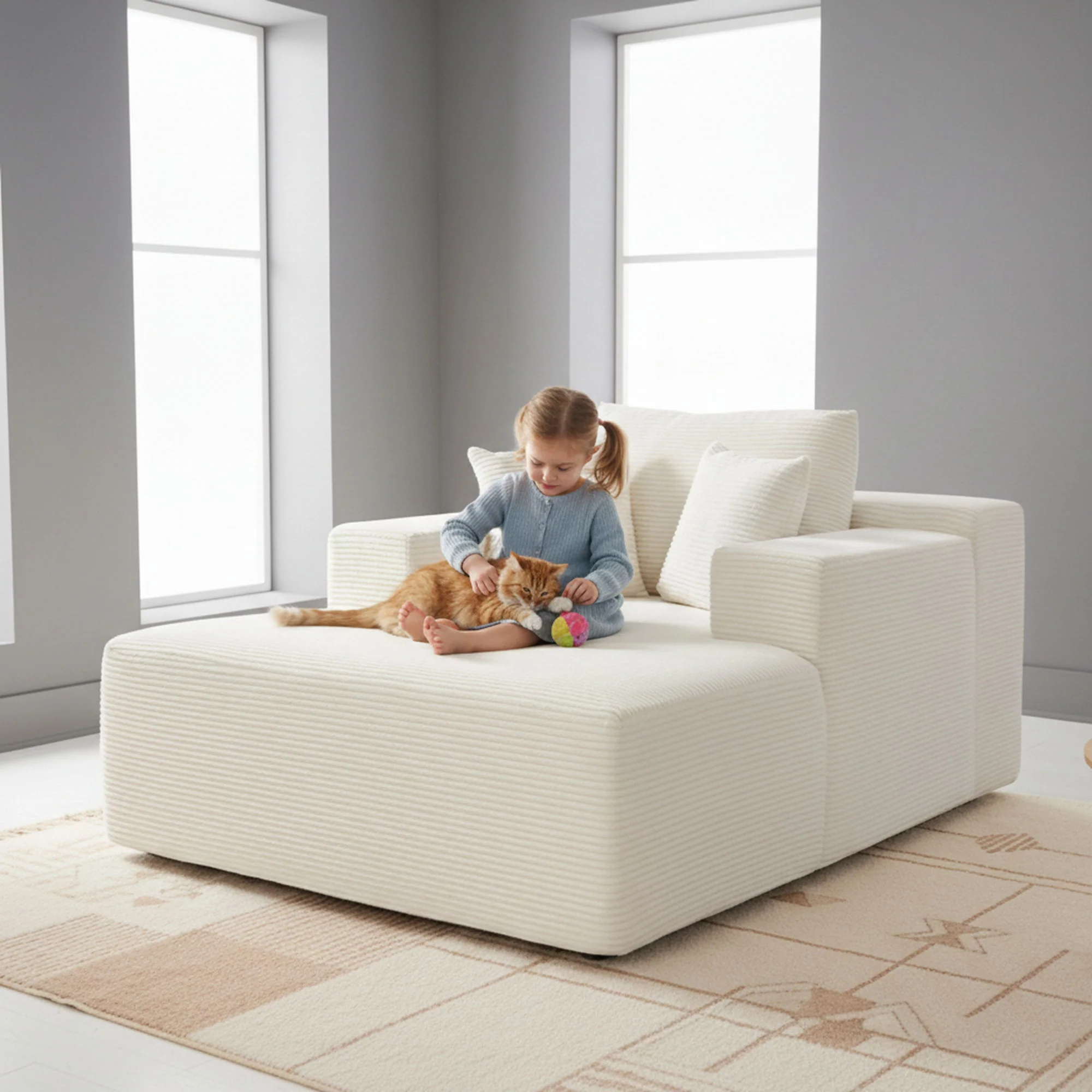 Convertible Chaise Lounge Chair With Wide Armrest & Throw Pillows - Image 23