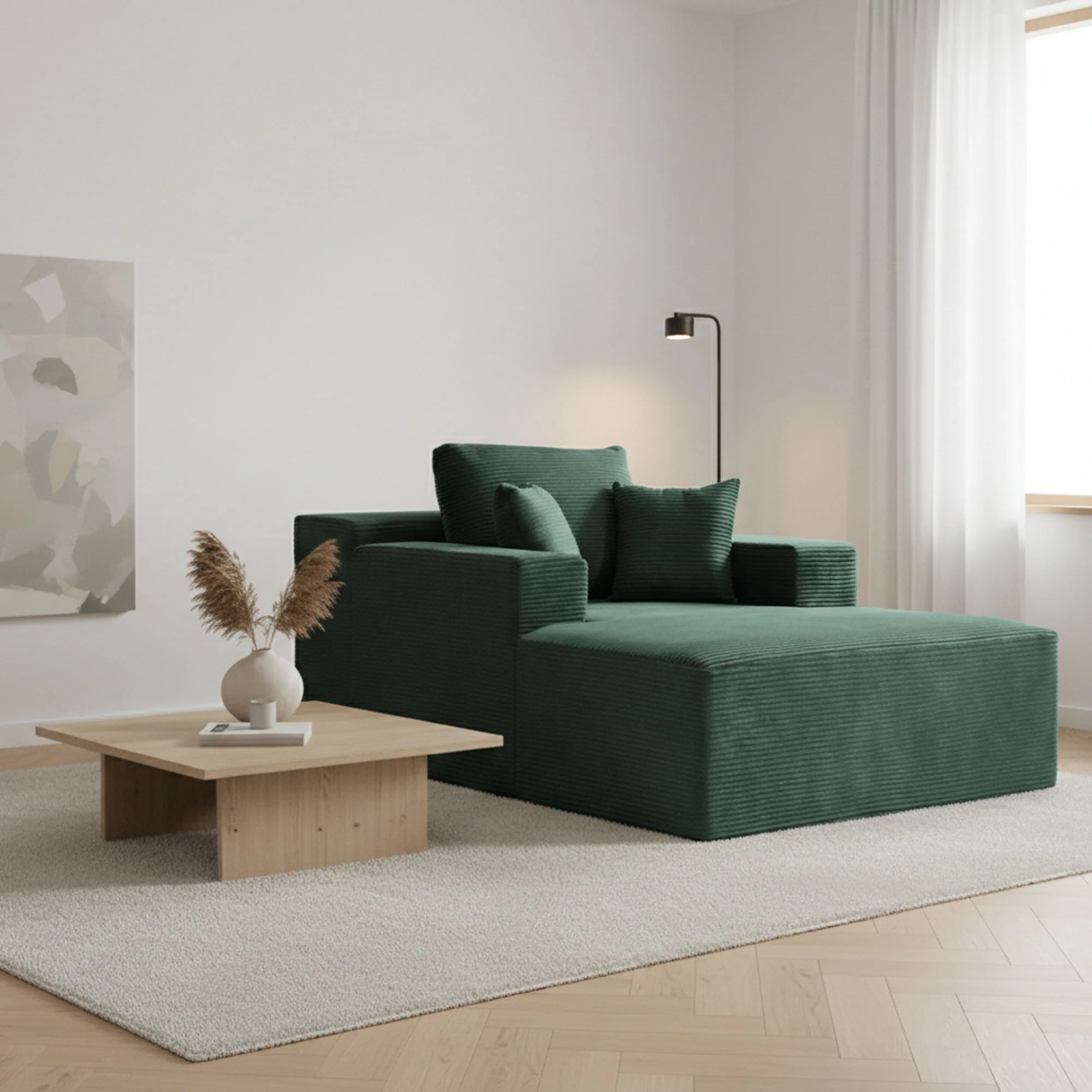 Convertible Chaise Lounge Chair With Wide Armrest & Throw Pillows - Image 24