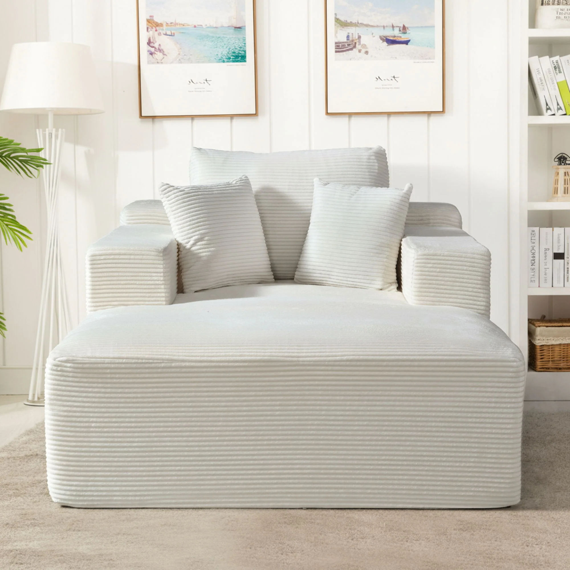 Convertible Chaise Lounge Chair With Wide Armrest & Throw Pillows - Image 28