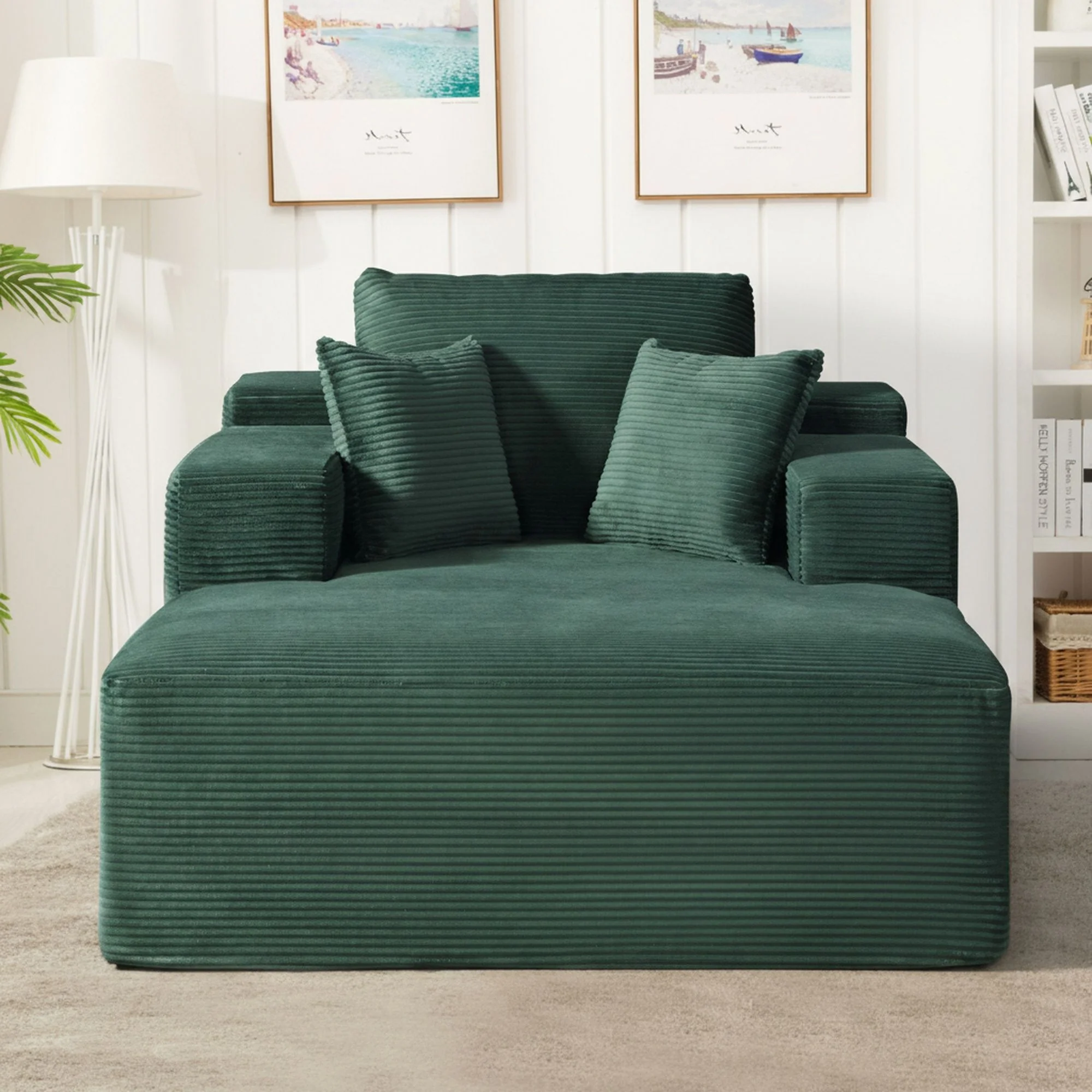 Convertible Chaise Lounge Chair With Wide Armrest & Throw Pillows - Image 30