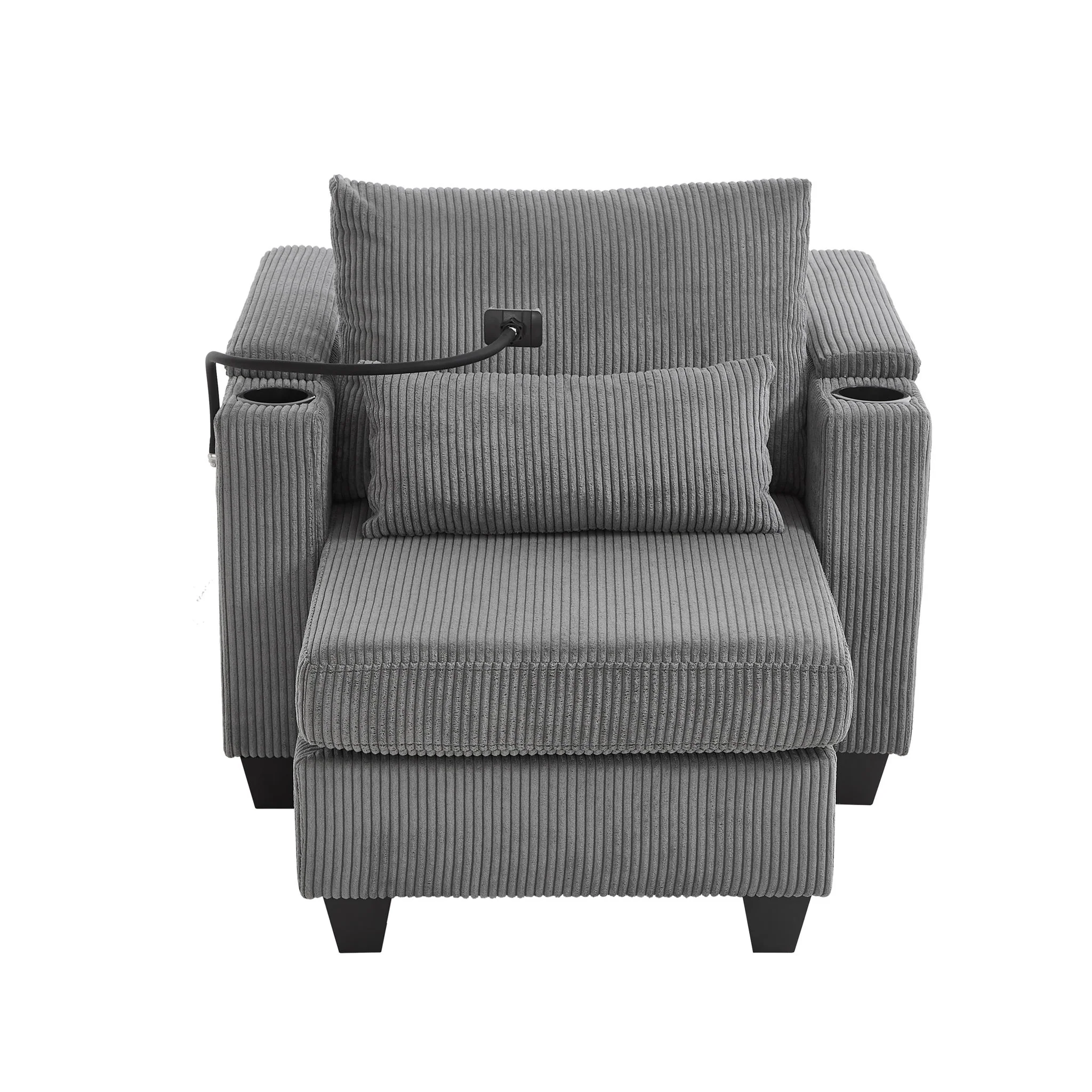 Convertible Chaise Lounge Sofa Chair With USB Ports, Cup Holders, Phone Holder And Storage - Image 22