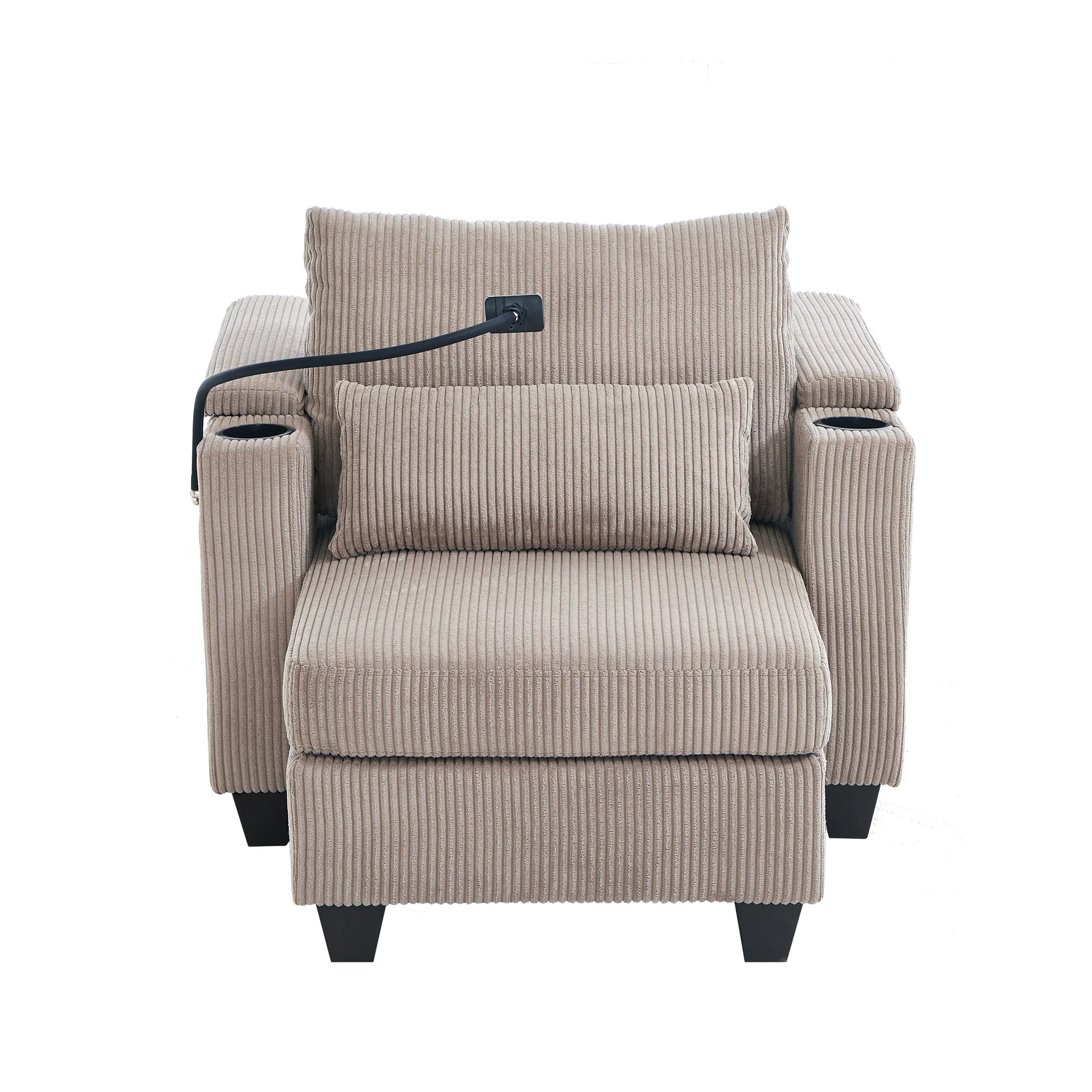 Convertible Chaise Lounge Sofa Chair With USB Ports, Cup Holders, Phone Holder And Storage - Image 32