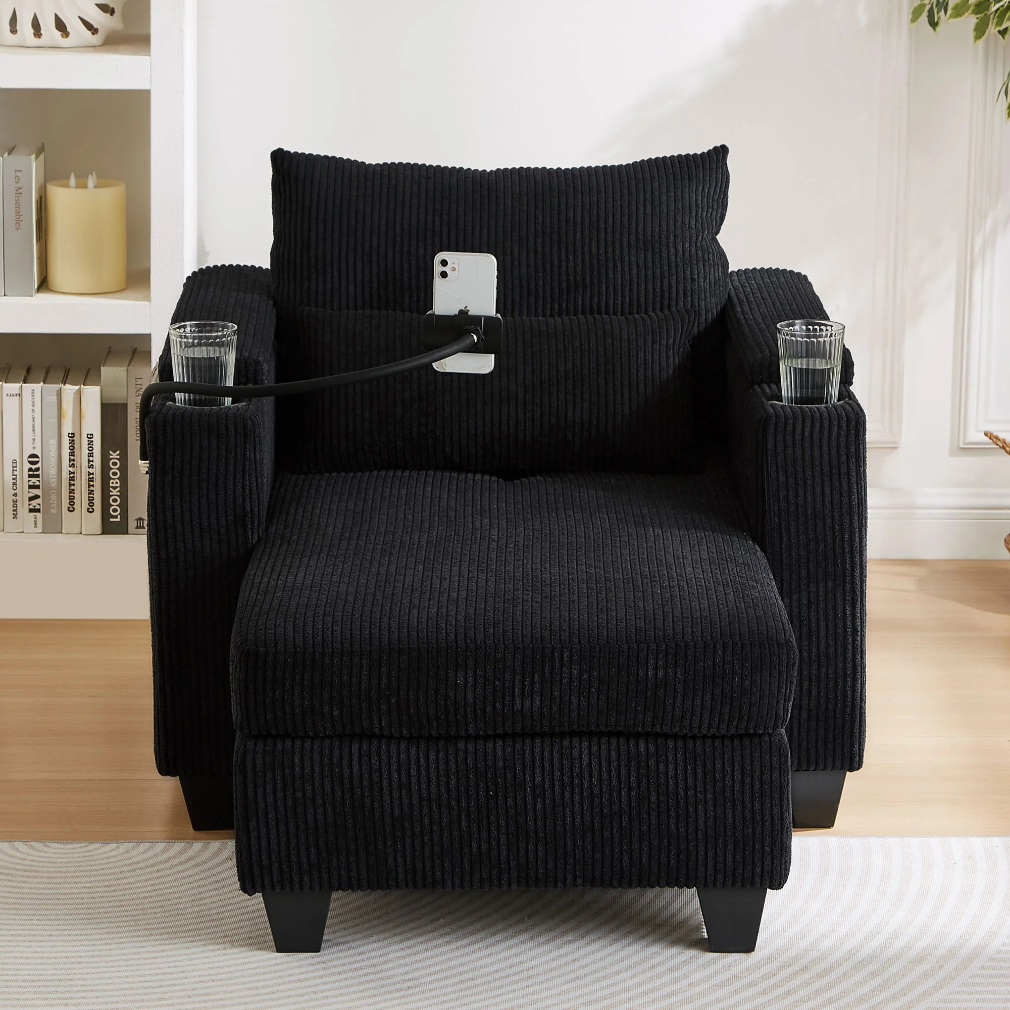 Convertible Chaise Lounge Sofa Chair With USB Ports, Cup Holders, Phone Holder And Storage - Image 50