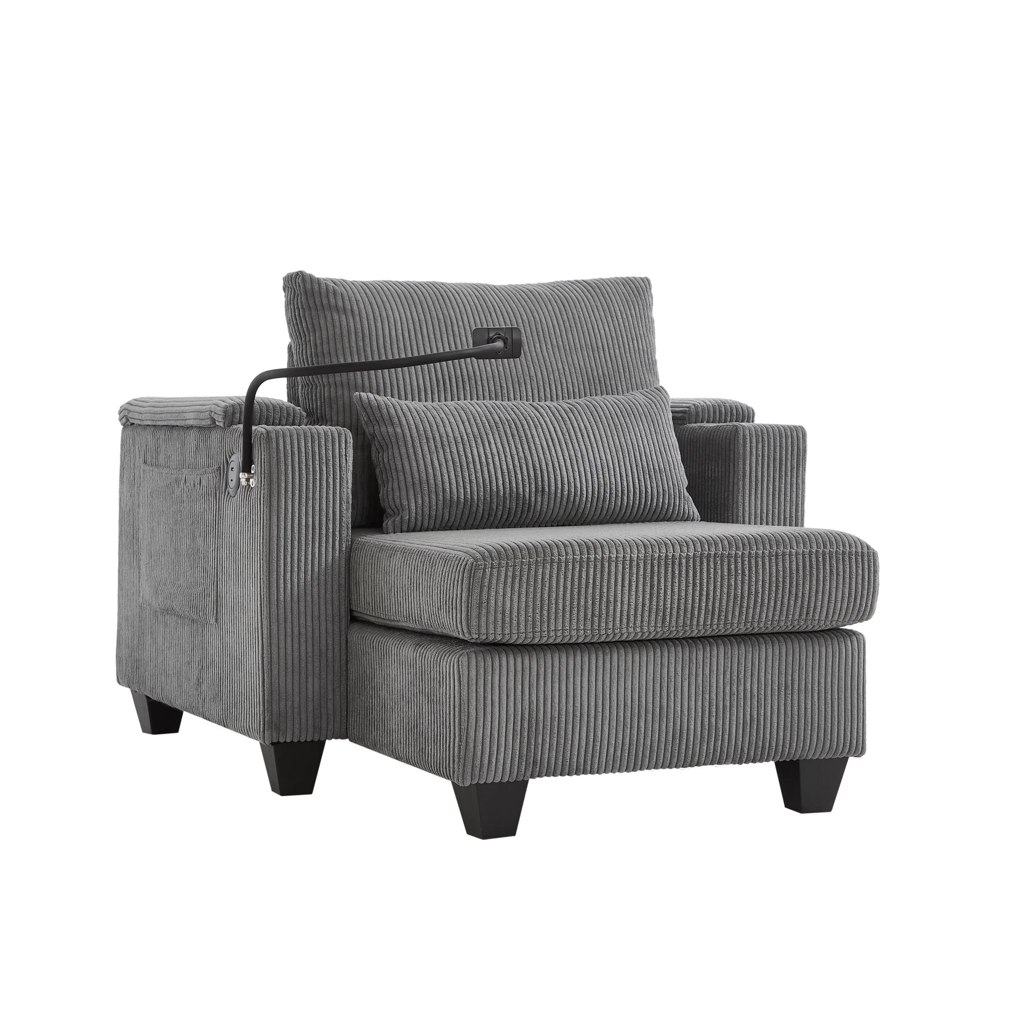 Convertible Chaise Lounge Sofa Chair With USB Ports, Cup Holders, Phone Holder And Storage - Image 52