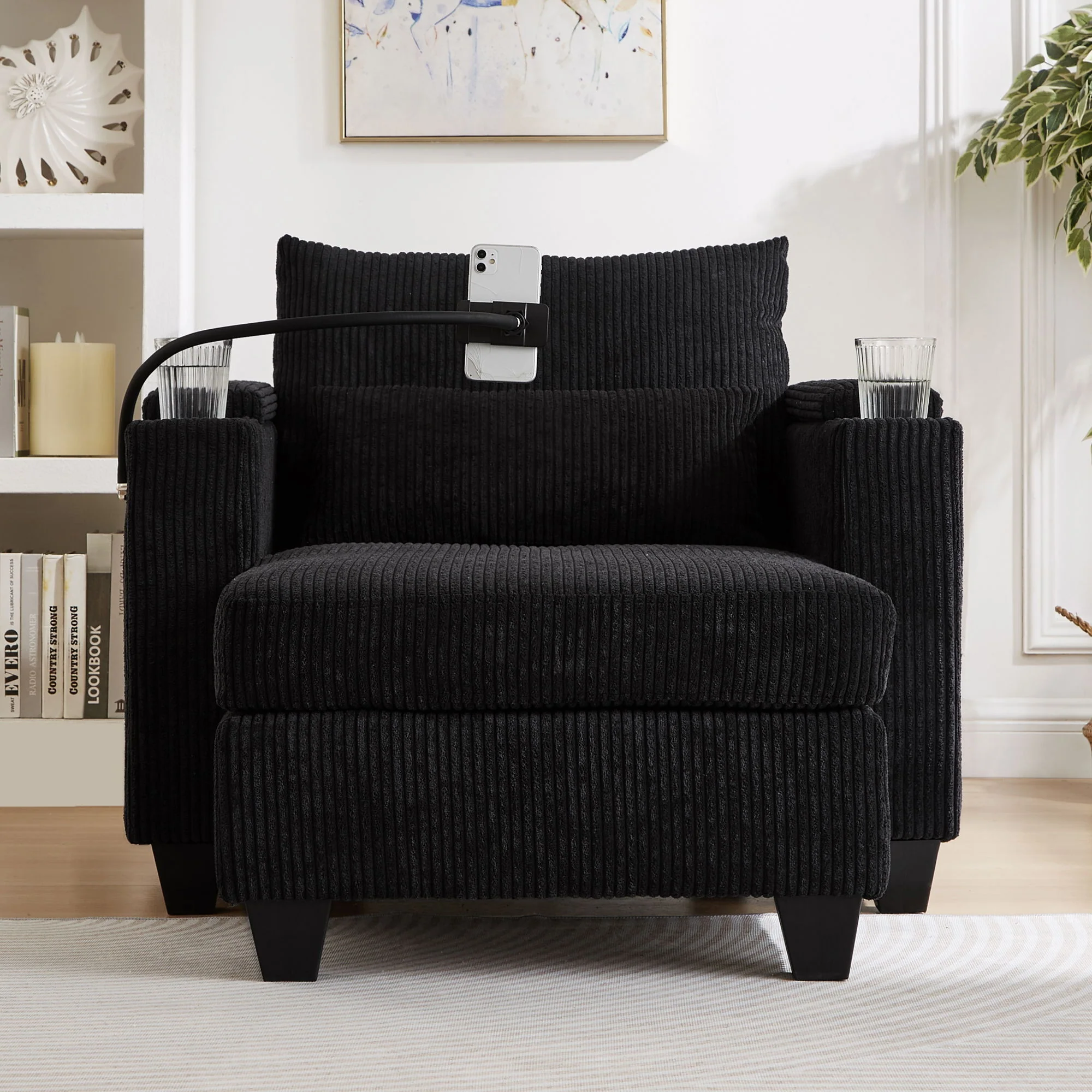 Convertible Chaise Lounge Sofa Chair With USB Ports, Cup Holders, Phone Holder And Storage - Image 56