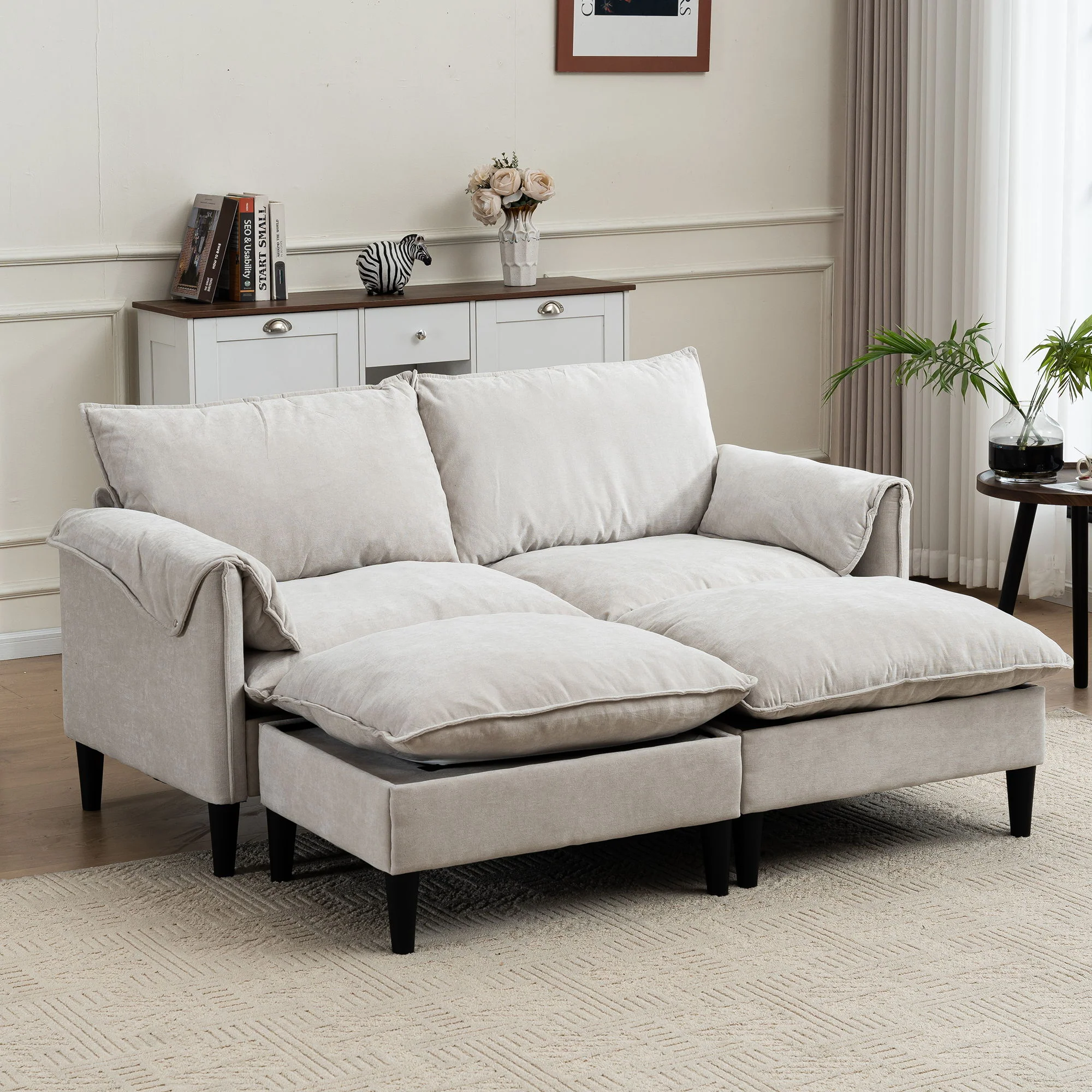 Convertible Combination Sofa With Footstools With Storage - Image 27
