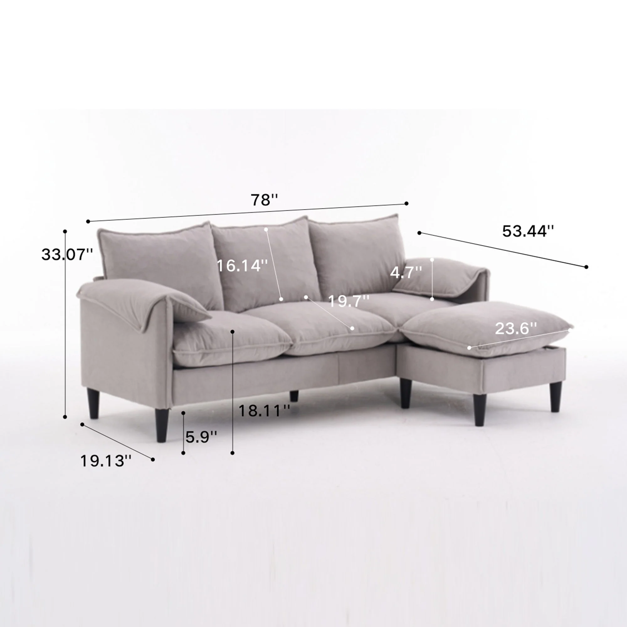 Convertible Combination Sofa With Footstools With Storage - Image 47