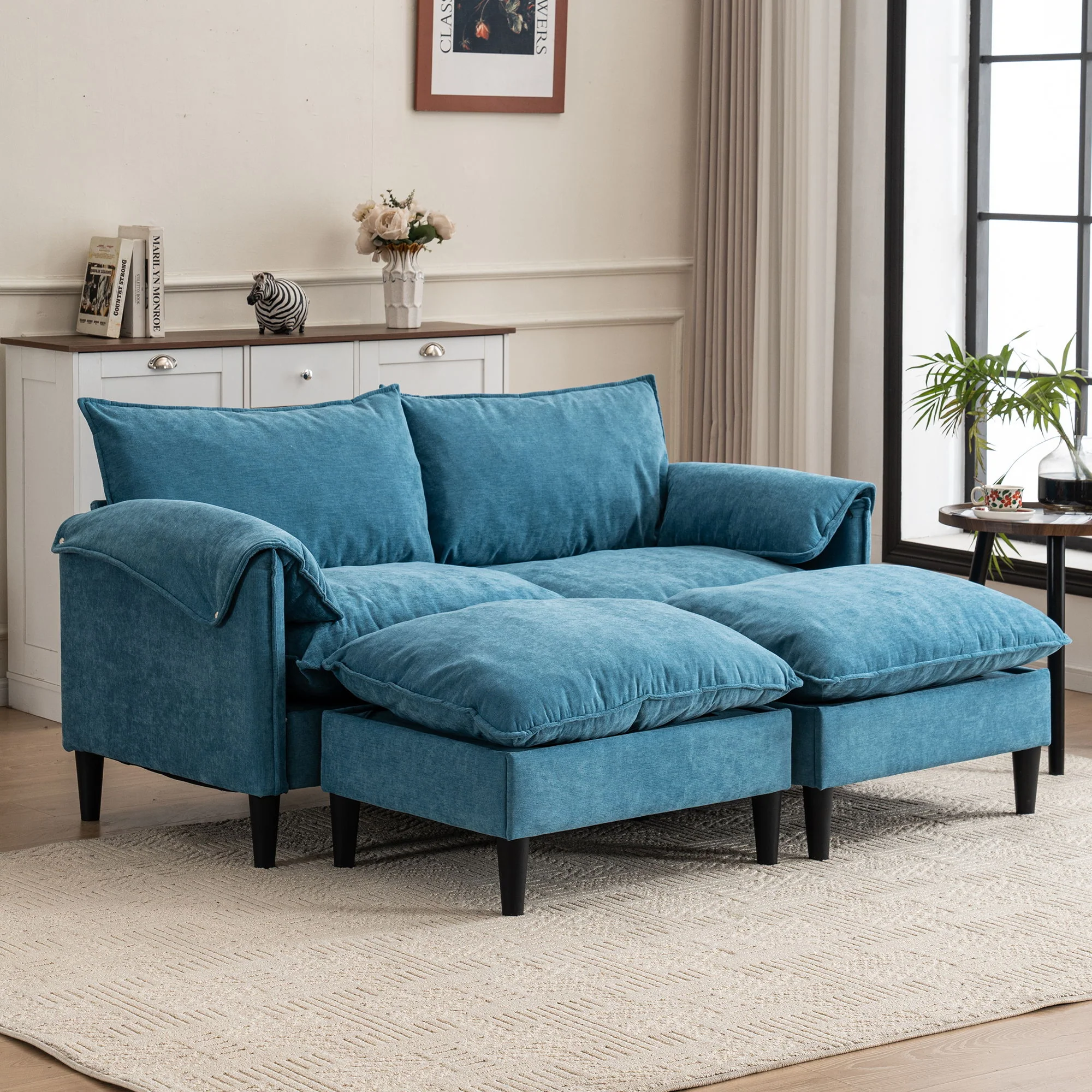 Convertible Combination Sofa With Footstools With Storage - Image 50