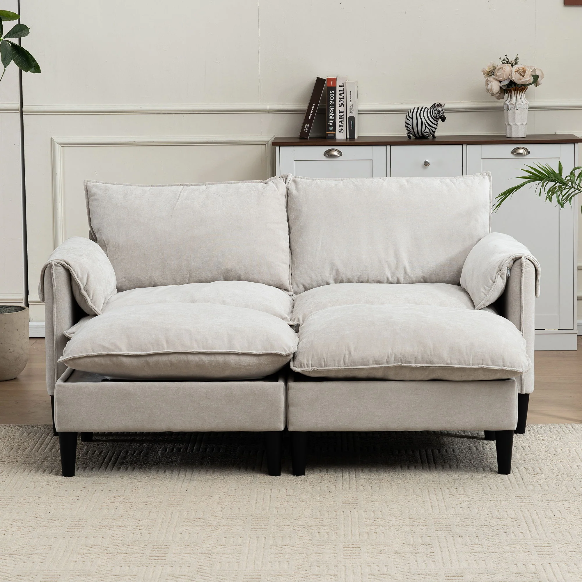 Convertible Combination Sofa With Footstools With Storage - Image 53