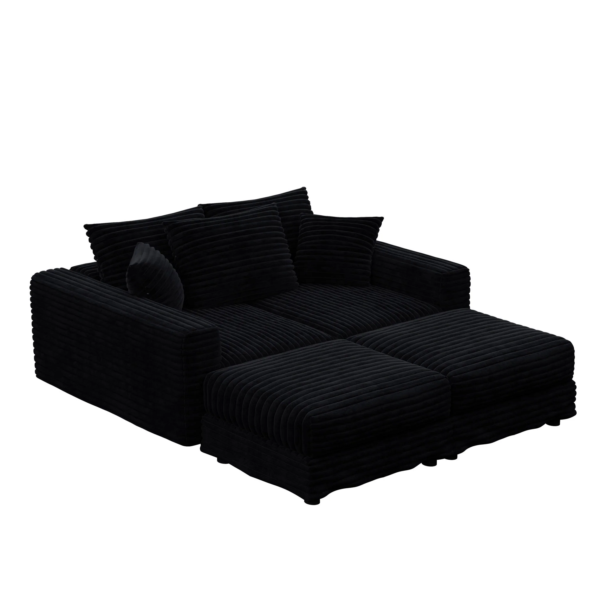 Convertible Deep Seat Sofa With Soft Pillows And Ottomans - Image 10