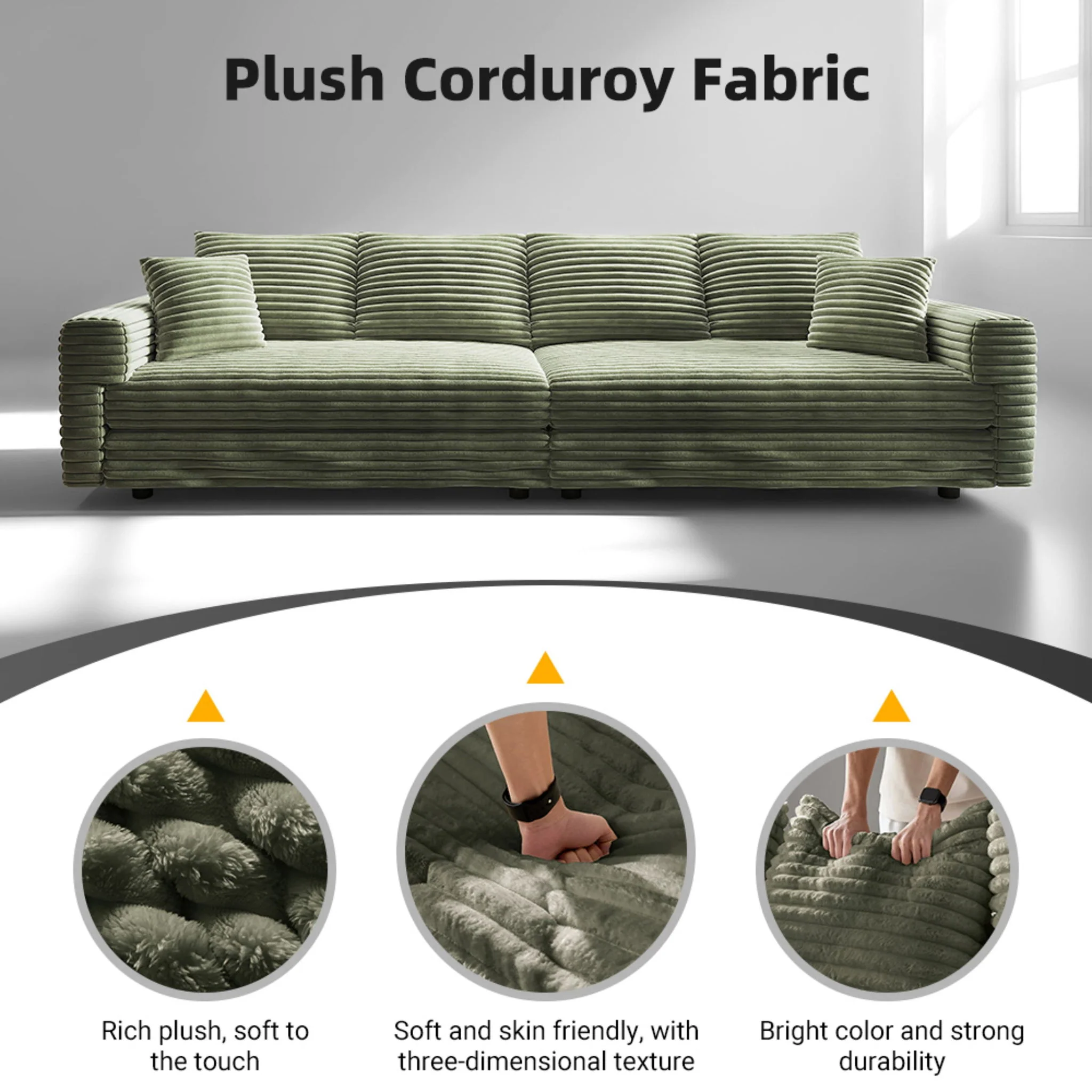 Convertible Deep Seat Sofa With Soft Pillows And Ottomans - Image 20
