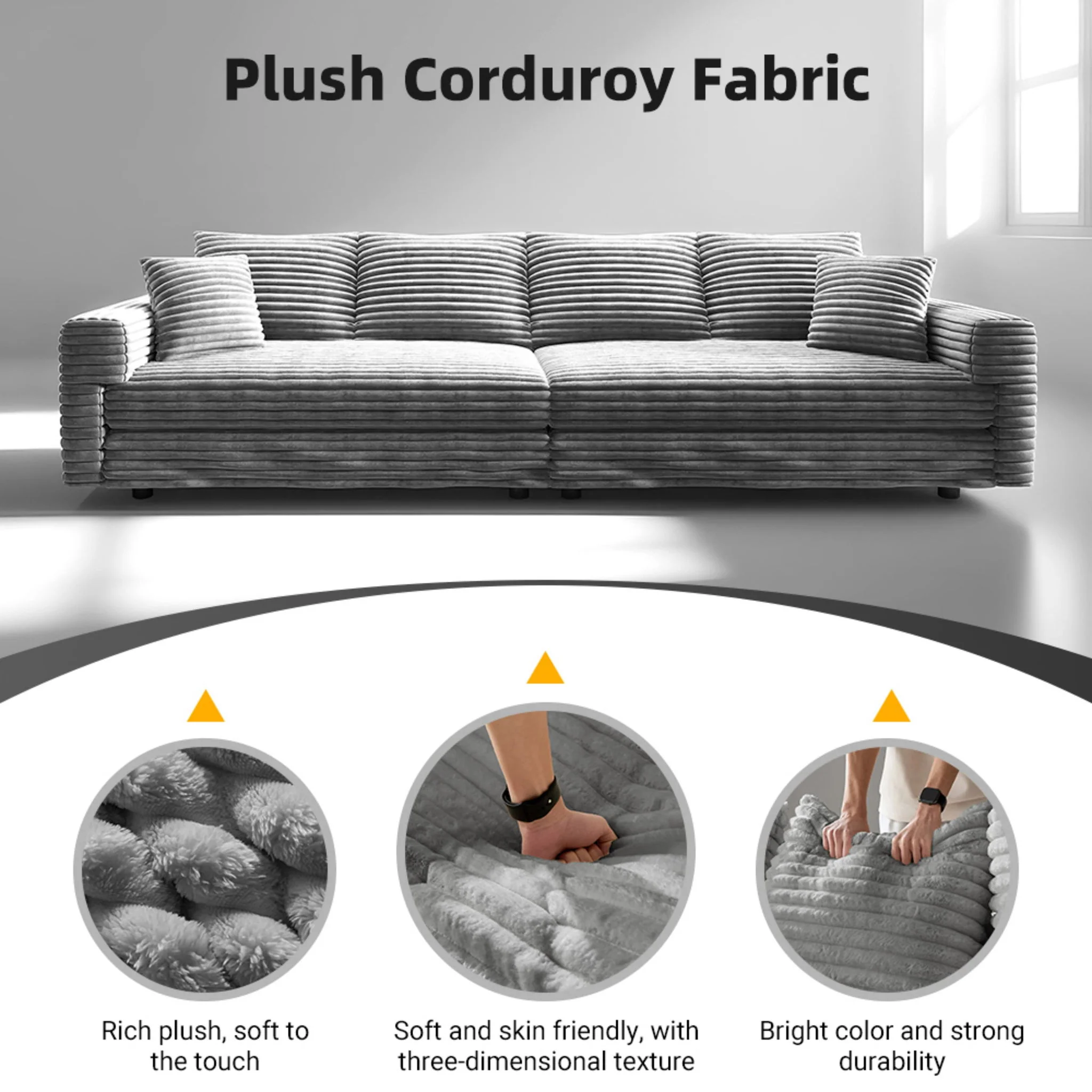 Convertible Deep Seat Sofa With Soft Pillows And Ottomans - Image 36
