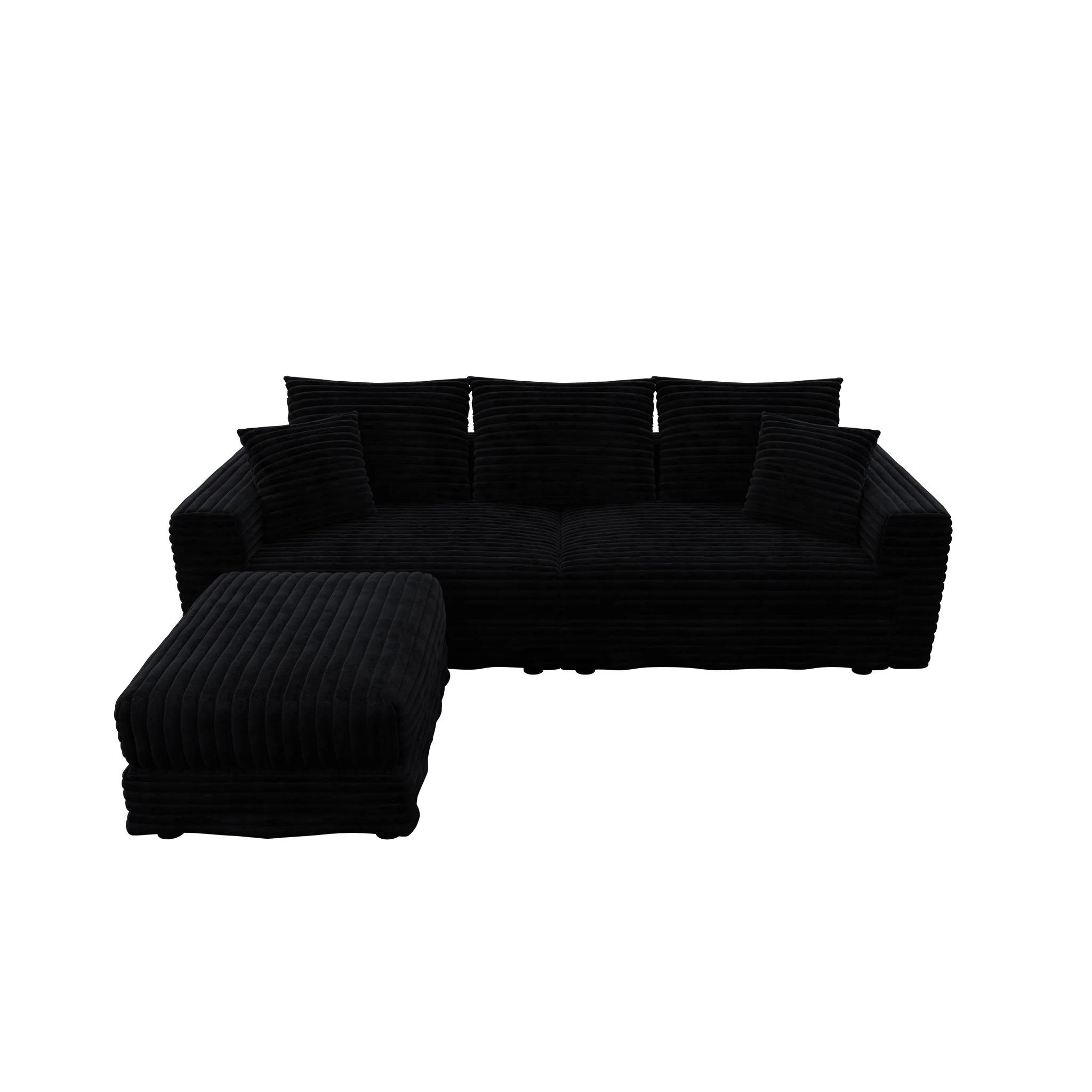 Convertible Deep Seat Sofa With Soft Pillows And Ottomans - Image 4