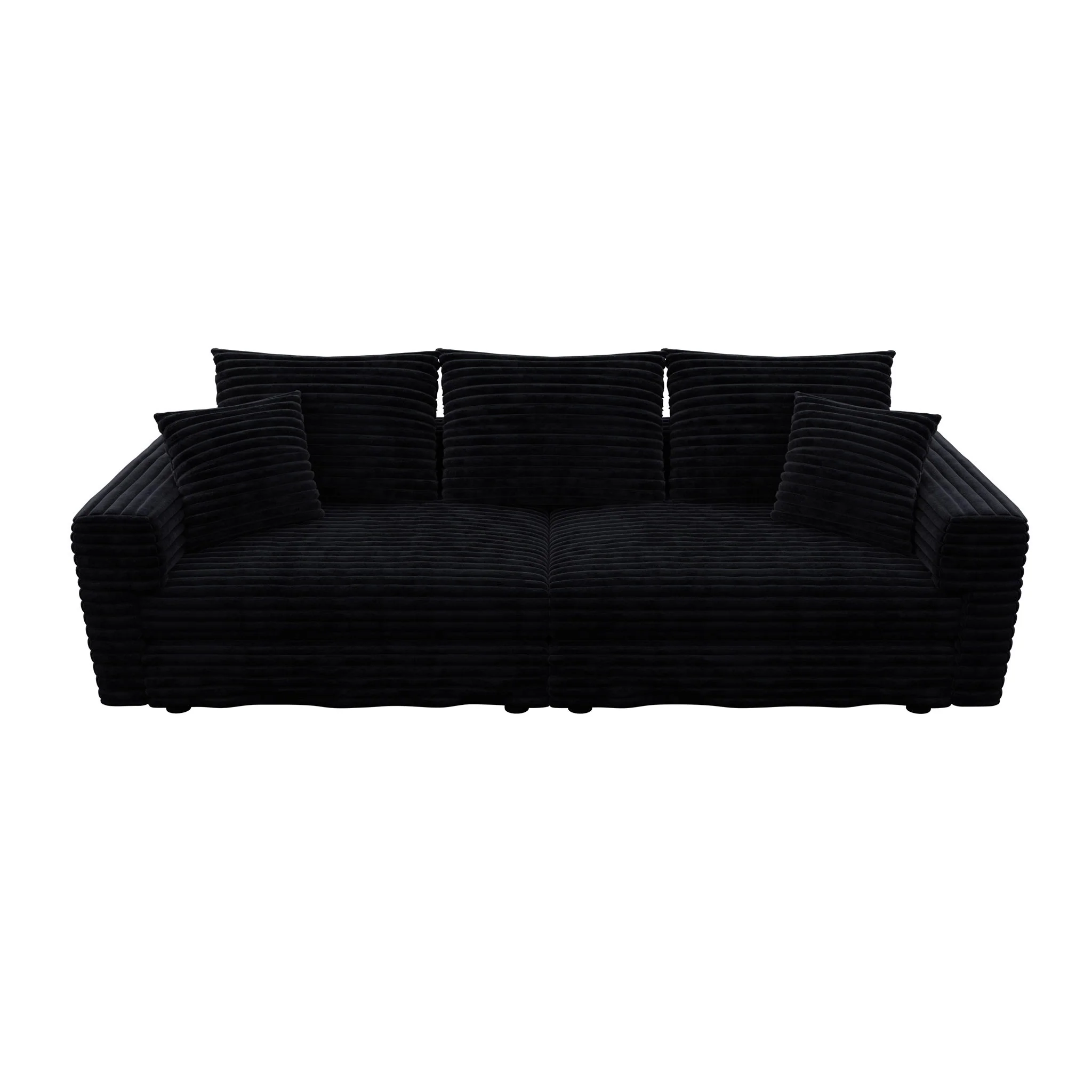 Convertible Deep Seat Sofa With Soft Pillows And Ottomans - Image 67