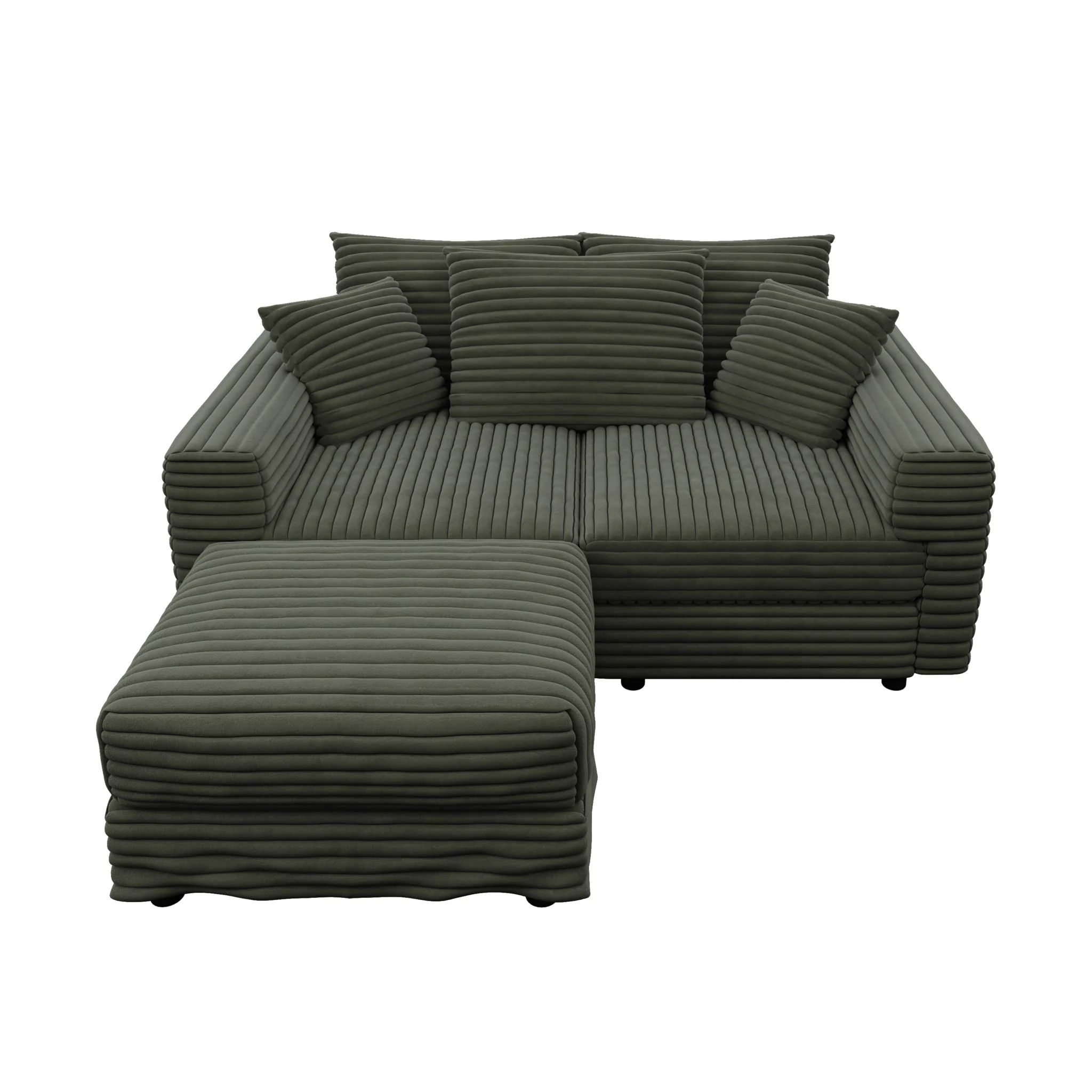 Convertible Deep Seat Sofa With Soft Pillows And Ottomans - Image 85