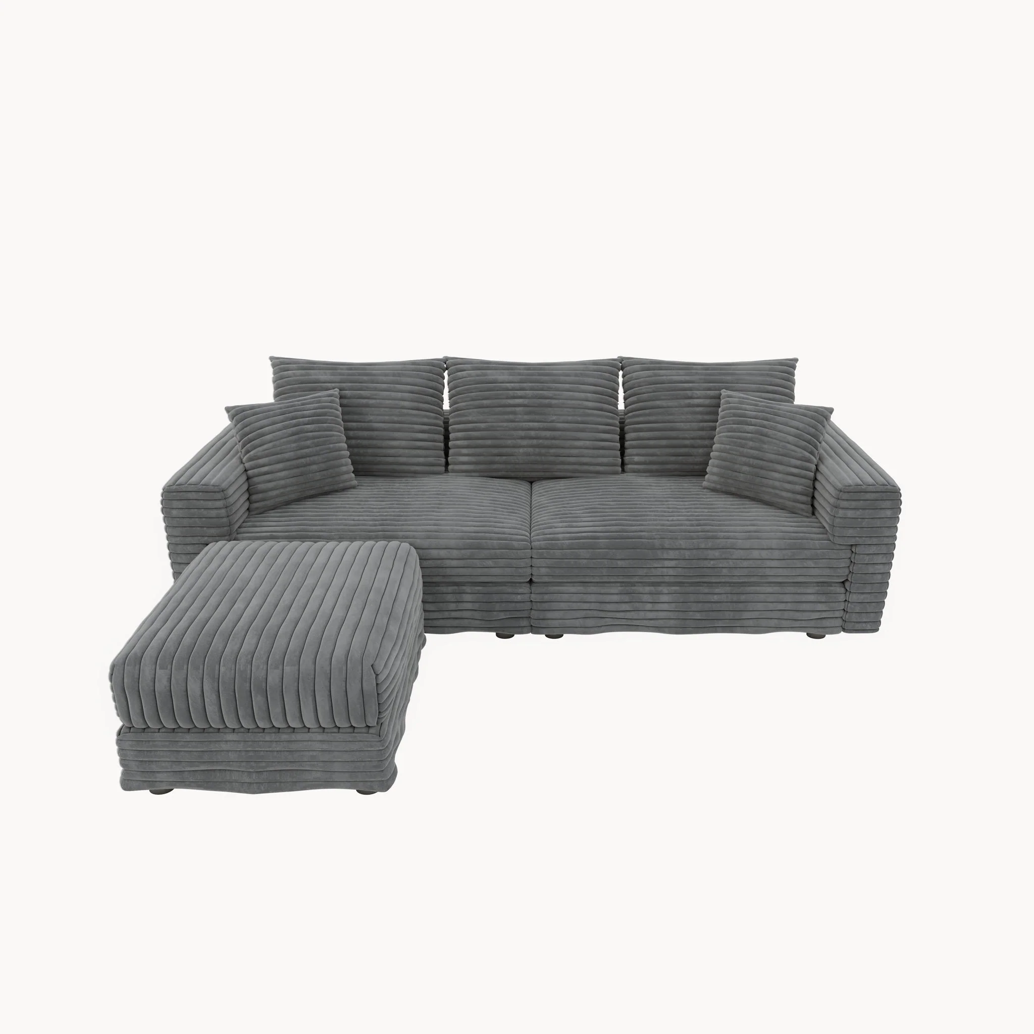 Convertible Deep Seat Sofa With Soft Pillows And Ottomans - Image 88