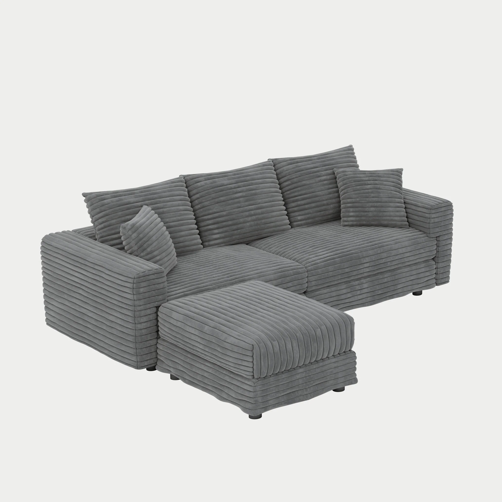 Convertible Deep Seat Sofa With Soft Pillows And Ottomans - Image 9